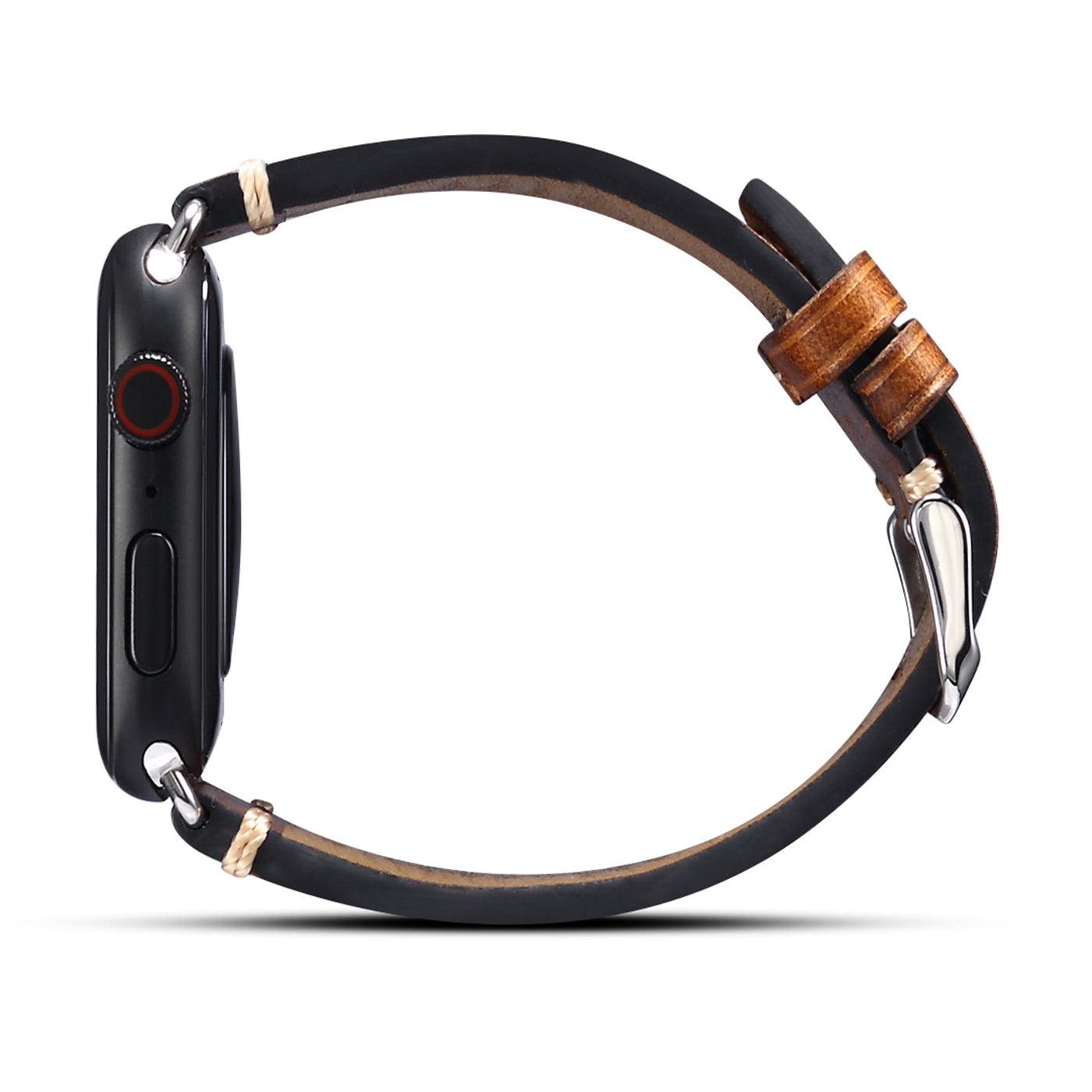 for Apple Watch Series 8 Aluminum / 8 / 7 45mm / Series 6 / 5 / 4 / SE / SE (2022) 44mm / Series 3 / 2 / 1 42mm DOL Waxy Cowhide Leather Watch Band Adjustable Pin Buckle Wrist Strap Replacement - Brown