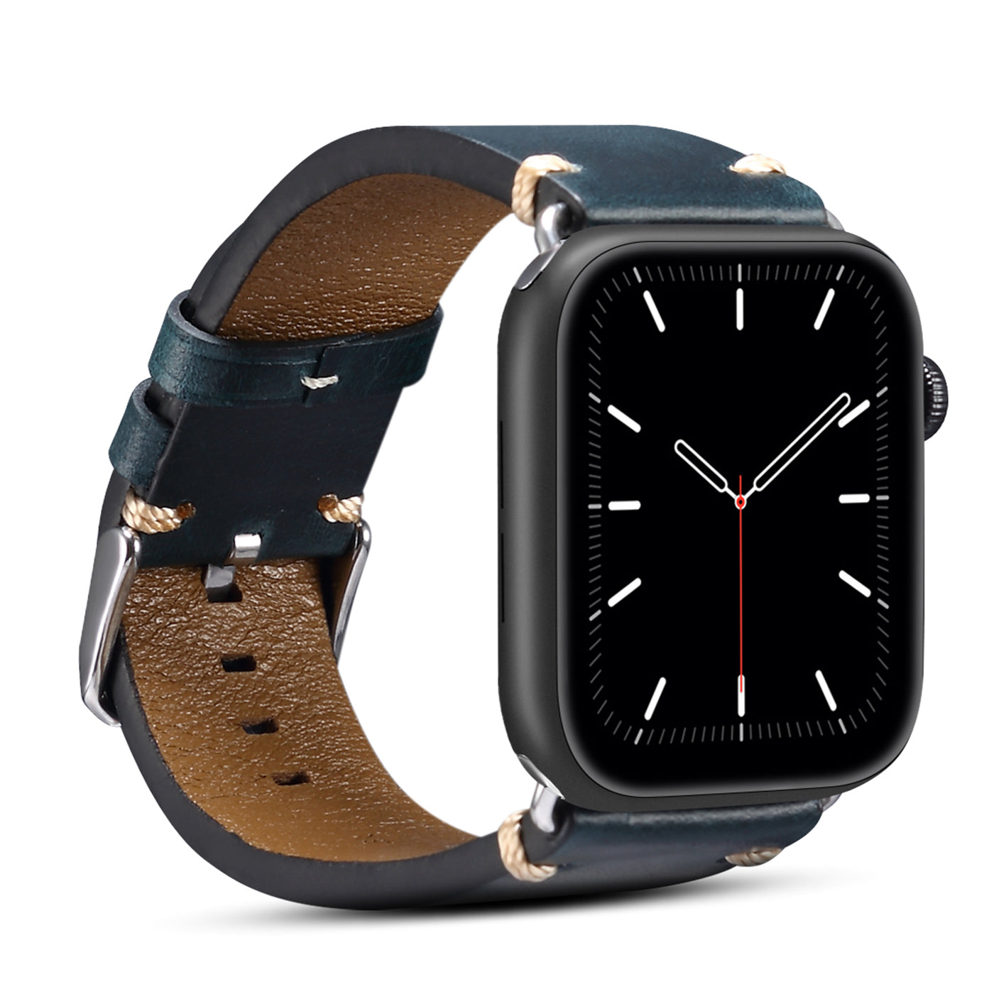 for Apple Watch Series 8 Aluminum / 8 / 7 45mm / Series 6 / 5 / 4 / SE / SE (2022) 44mm / Series 3 / 2 / 1 42mm DOL Waxy Cowhide Leather Watch Band Adjustable Pin Buckle Wrist Strap Replacement - Blue