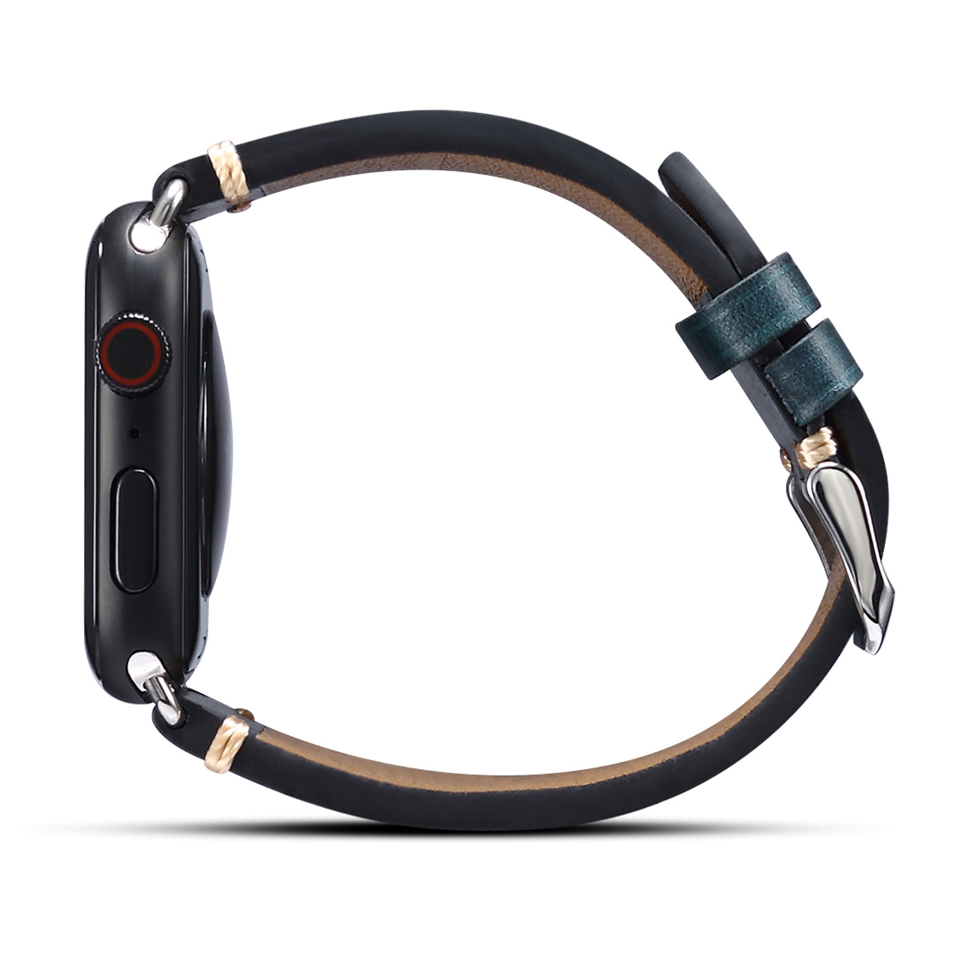 for Apple Watch Series 8 Aluminum / 8 / 7 45mm / Series 6 / 5 / 4 / SE / SE (2022) 44mm / Series 3 / 2 / 1 42mm DOL Waxy Cowhide Leather Watch Band Adjustable Pin Buckle Wrist Strap Replacement - Blue