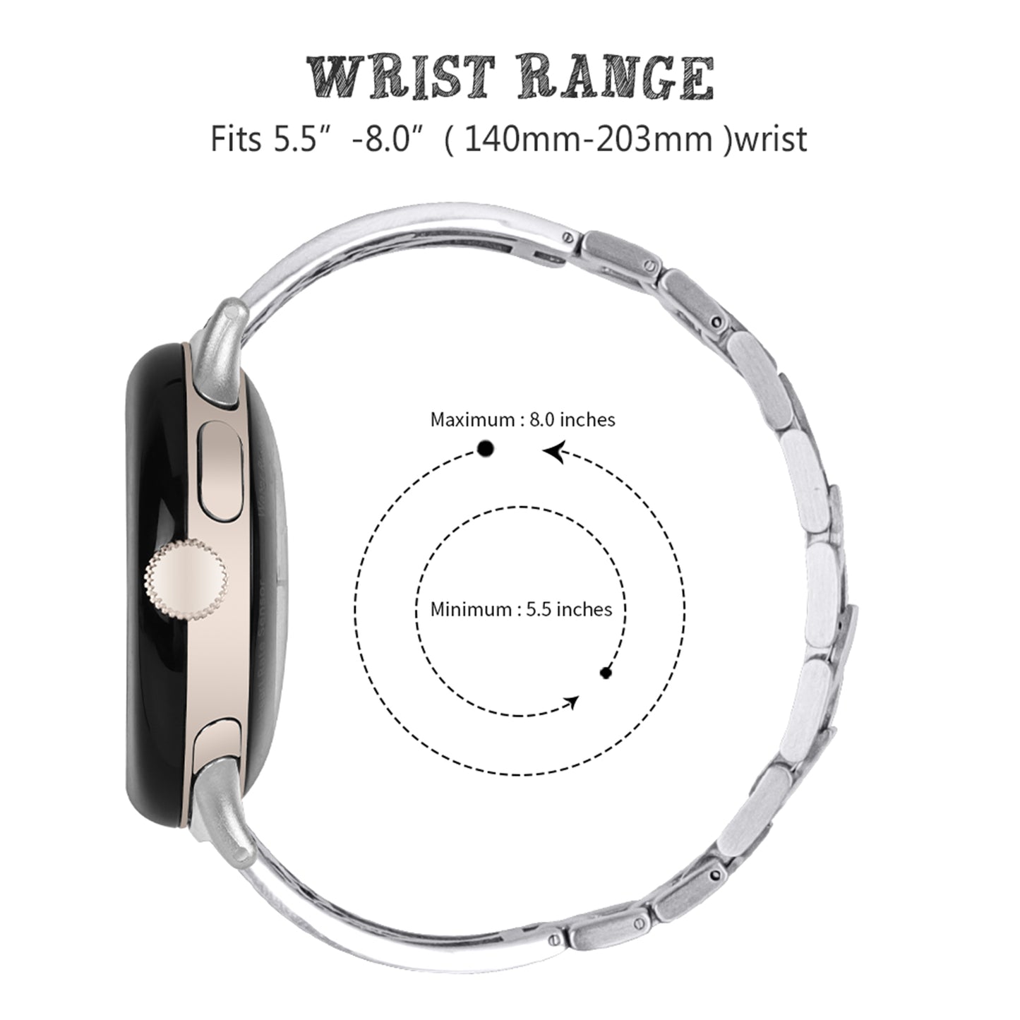 For Google Pixel Watch Rhinestone Decor Plum Design Wrist Strap 304 Stainless Steel Detachable Watch Band Bracelet - Silver