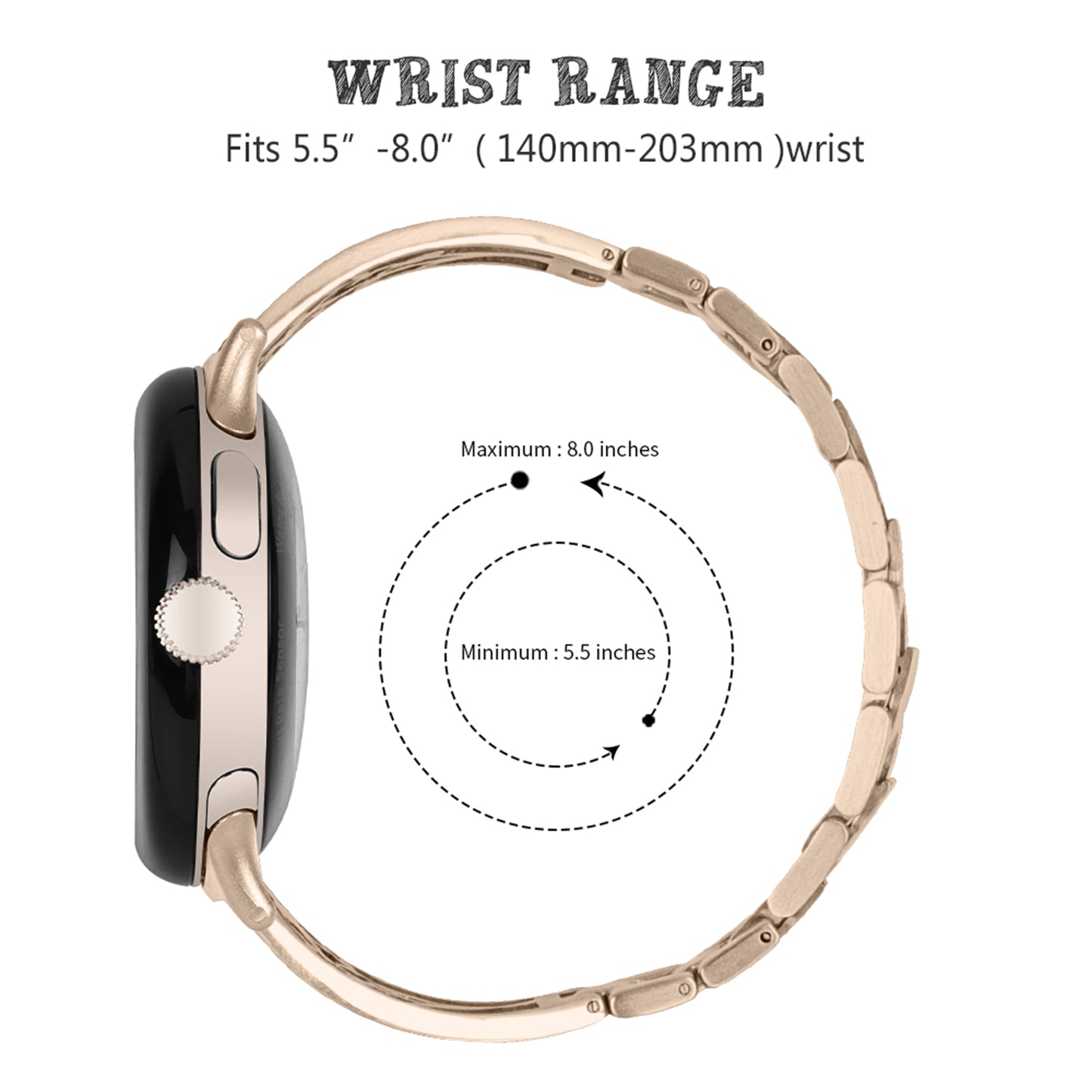 Metal Watch Band for Google Pixel Watch Rhinestone Decorated Watch Strap - Champagne Gold