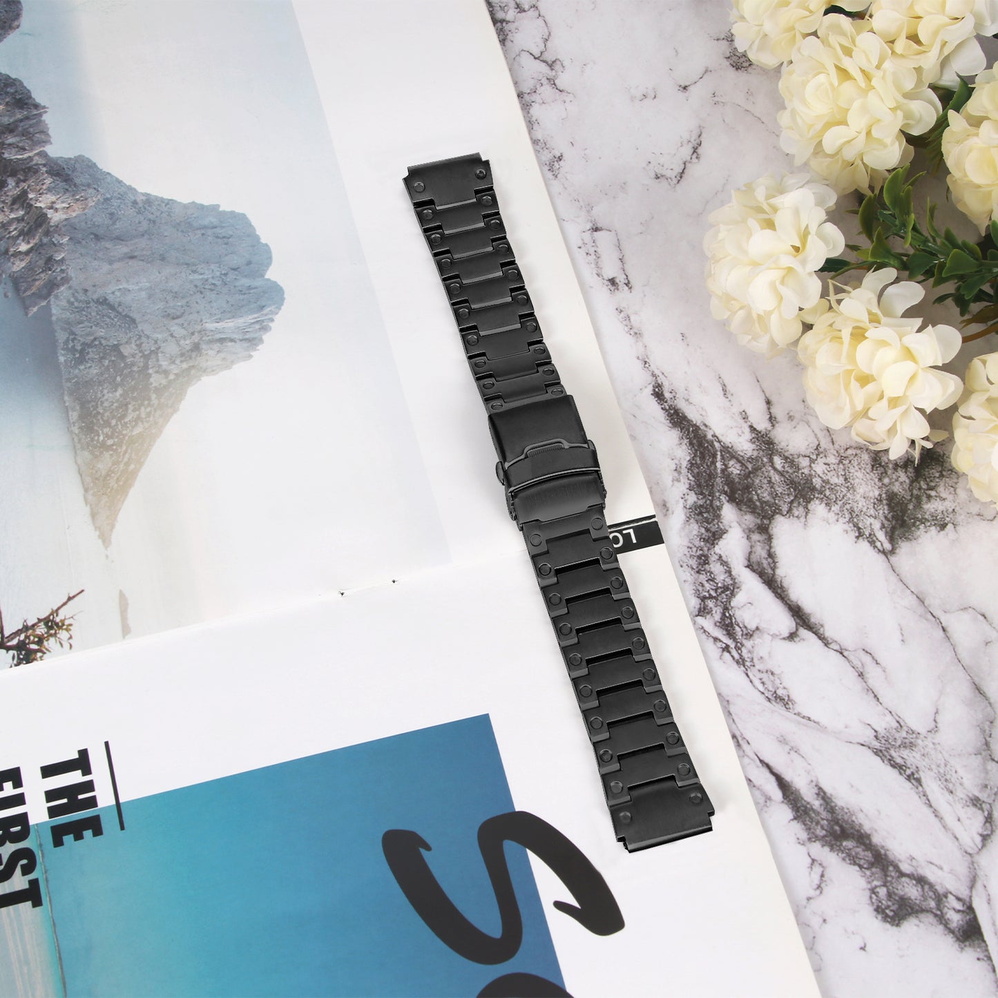 For Samsung Galaxy Watch4 Active 40mm 44mm / Watch4 Classic 42mm 46mm Smart Watch Strap 20mm Stainless Steel Watchband - Black