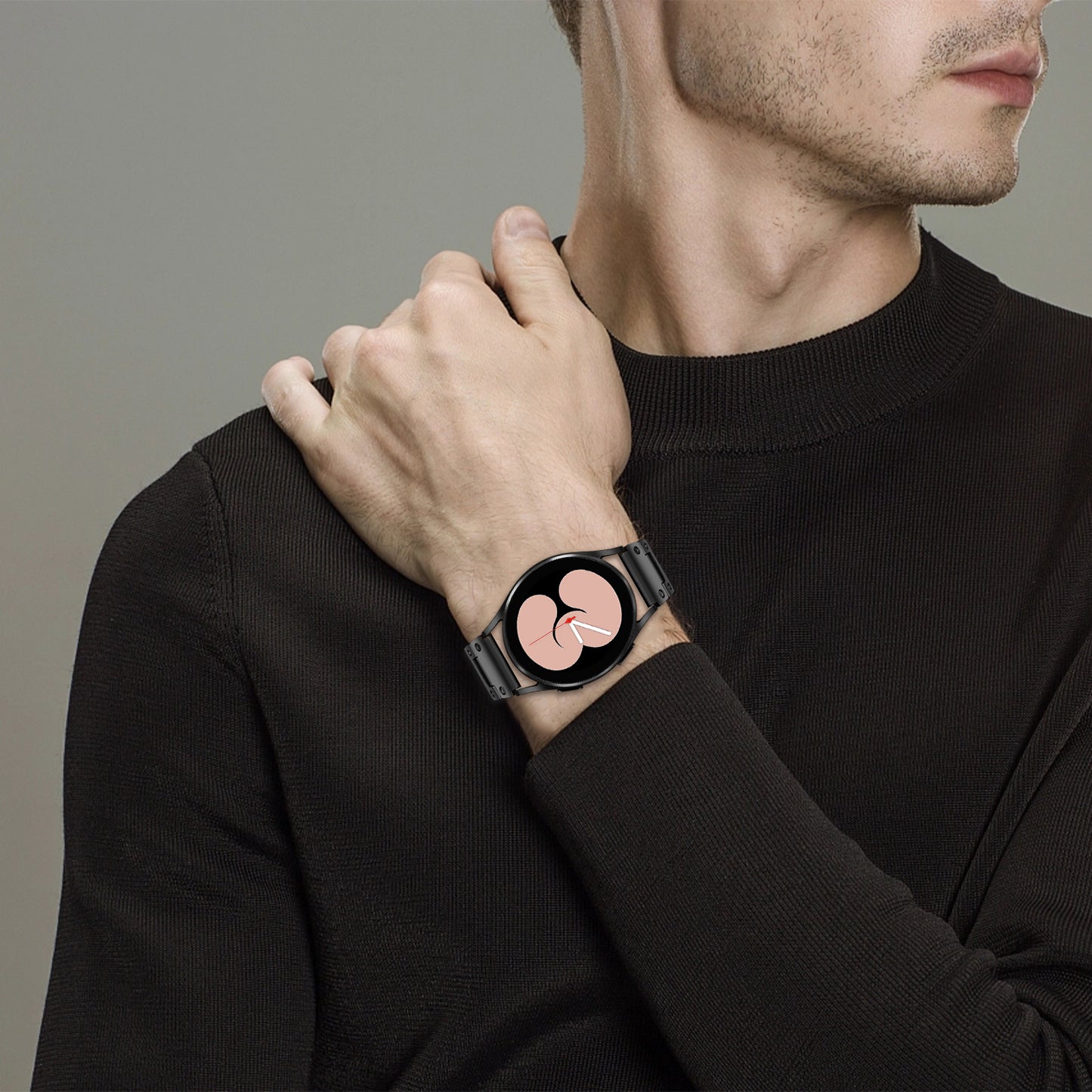 For Samsung Galaxy Watch4 Active 40mm 44mm / Watch4 Classic 42mm 46mm Smart Watch Strap 20mm Stainless Steel Watchband - Black