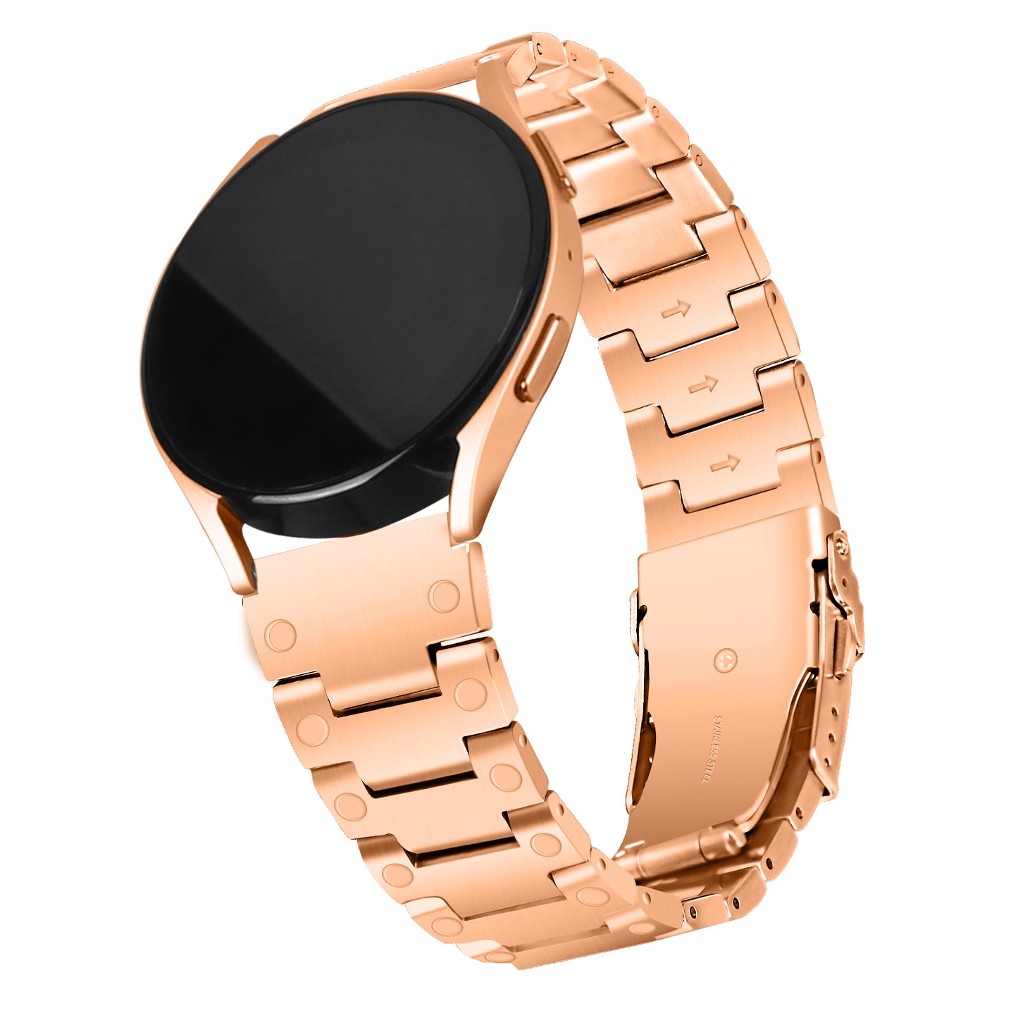 For Samsung Galaxy Watch4 Active 40mm 44mm / Watch4 Classic 42mm 46mm Smart Watch Strap 20mm Stainless Steel Watchband - Rose Gold