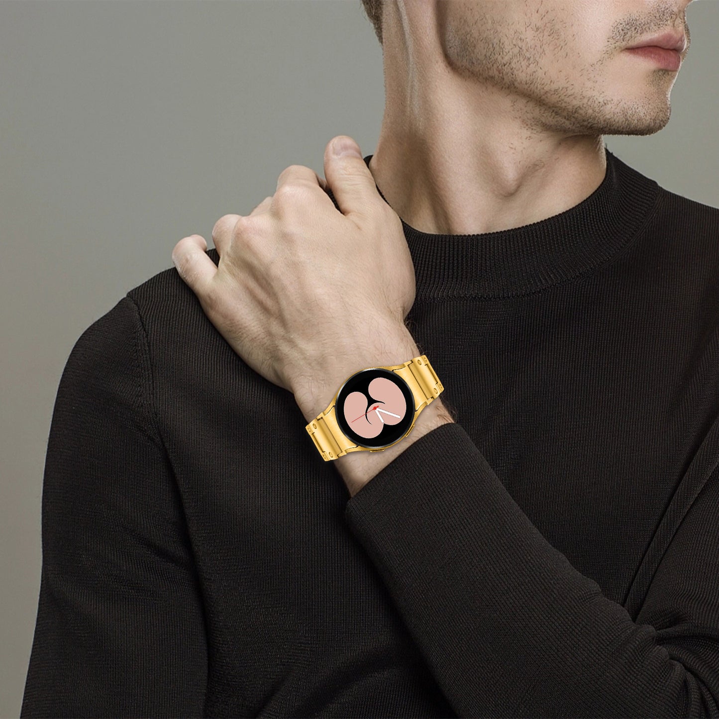 For Samsung Galaxy Watch 5 Active 40mm 44mm / Watch 5 Pro 45mm Watchband Replacement Stainless Steel Wrist Strap - Gold