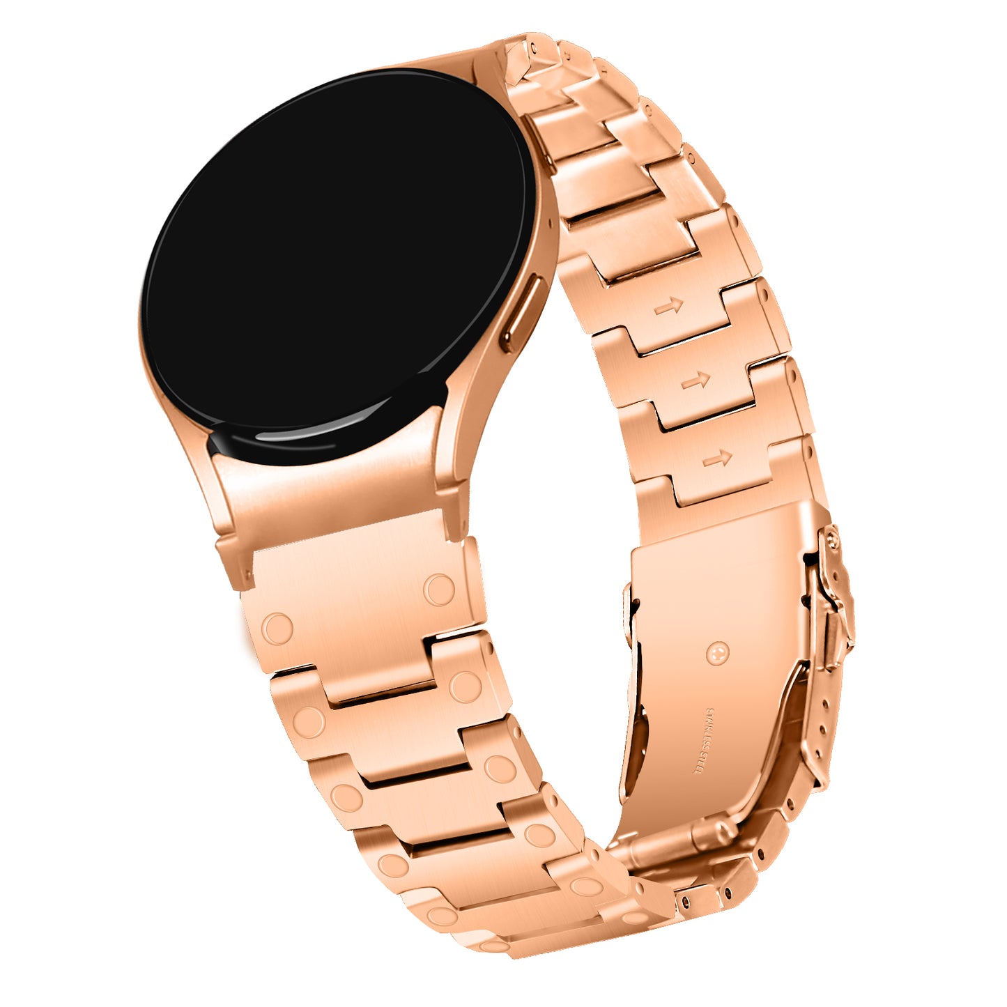 For Samsung Galaxy Watch 5 Active 40mm 44mm / Watch 5 Pro 45mm Watchband Replacement Stainless Steel Wrist Strap - Rose Gold