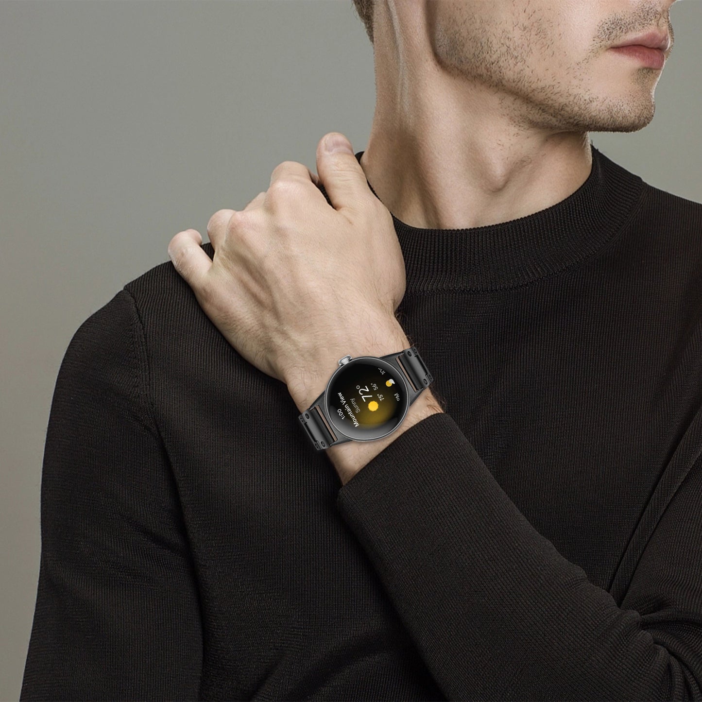 For Google Pixel Watch Three Bead Watch Band Stainless Steel Smart Watch Strap Replacement - Black