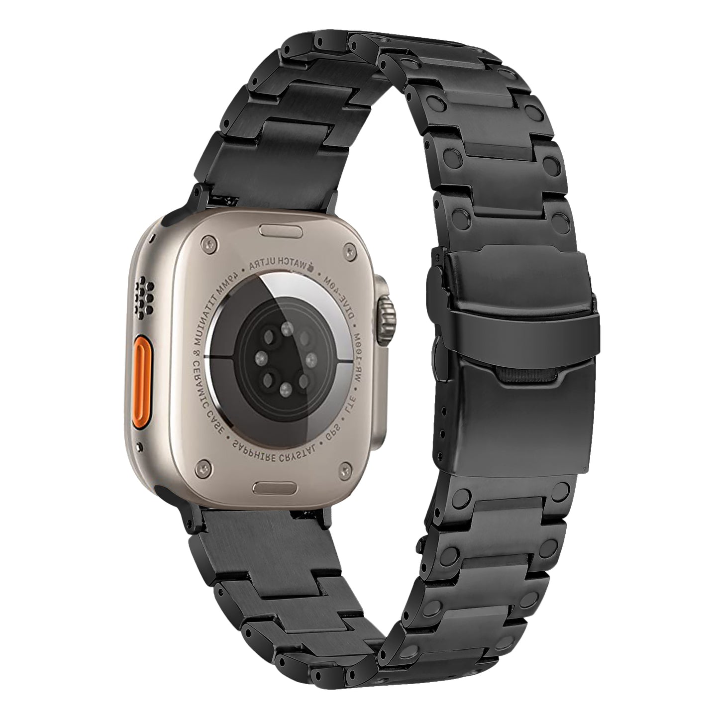 For Apple Watch Series 8 / 7 41mm / 6 / 5 / 4 / SE (2020) / SE (2022) 40mm / 3 / 2 / 1 38mm Watch Strap Replacement Stainless Steel Watch Band - Black