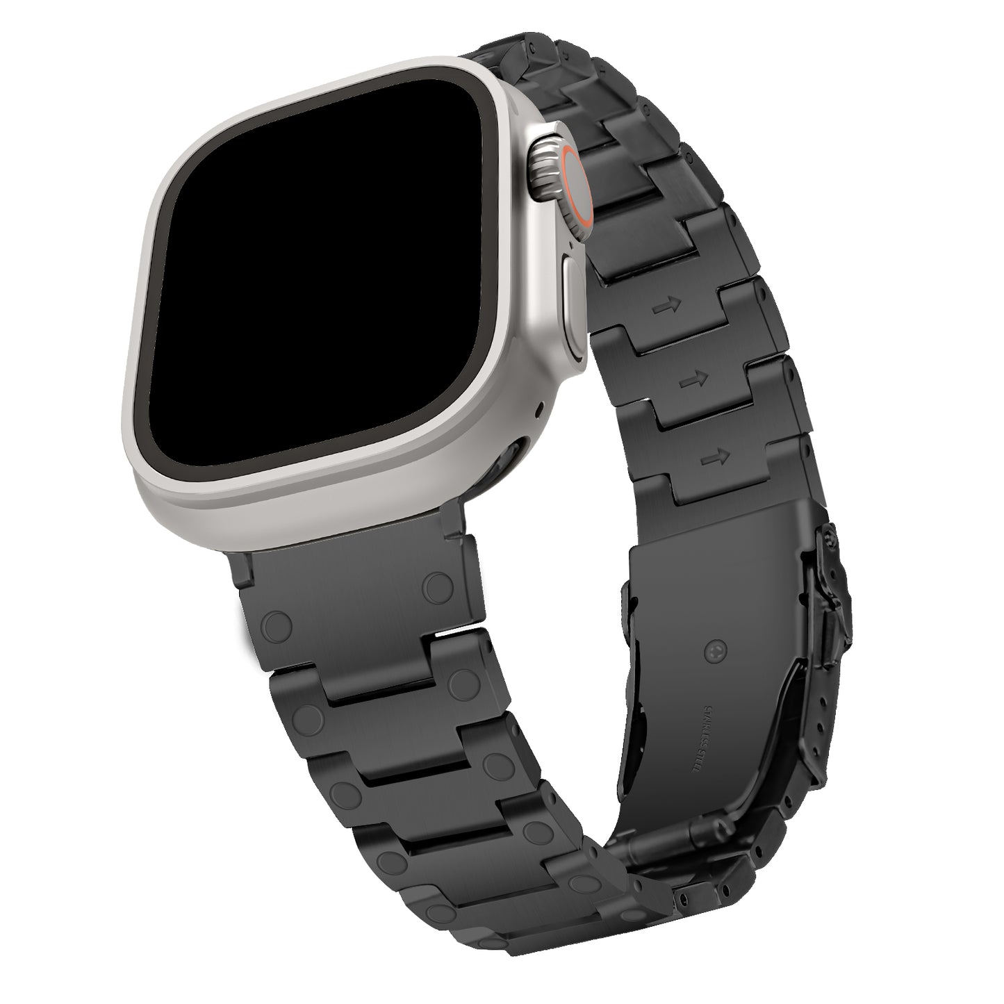 For Apple Watch Series 8 / 7 41mm / 6 / 5 / 4 / SE (2020) / SE (2022) 40mm / 3 / 2 / 1 38mm Watch Strap Replacement Stainless Steel Watch Band - Black