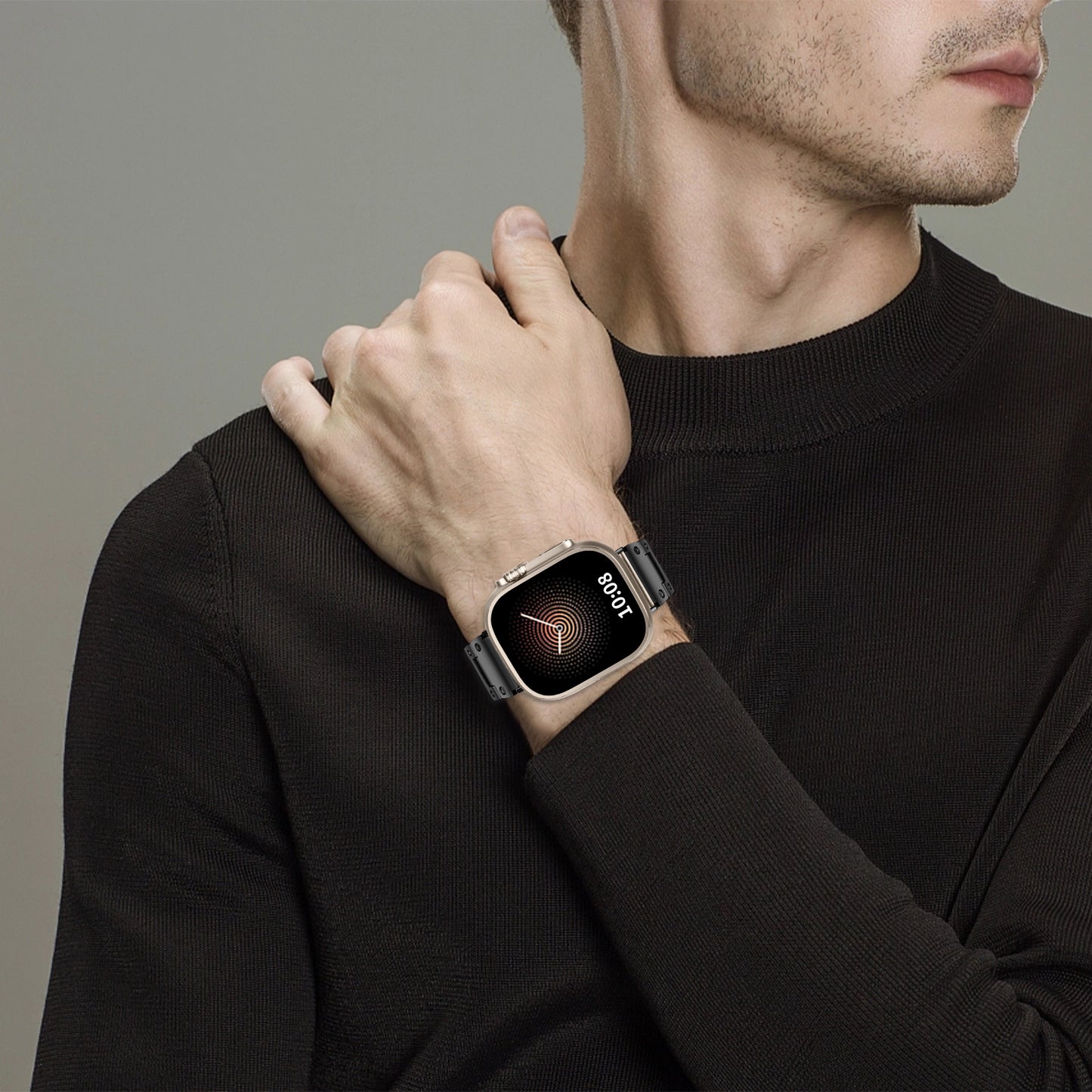 For Apple Watch Ultra 49mm / Series 8 / 7 45mm / 6 / 5 / 4 / SE / SE (2022) 44mm / 3 / 2 / 1 42mm Smart Watch Band Stainless Steel Strap - Black