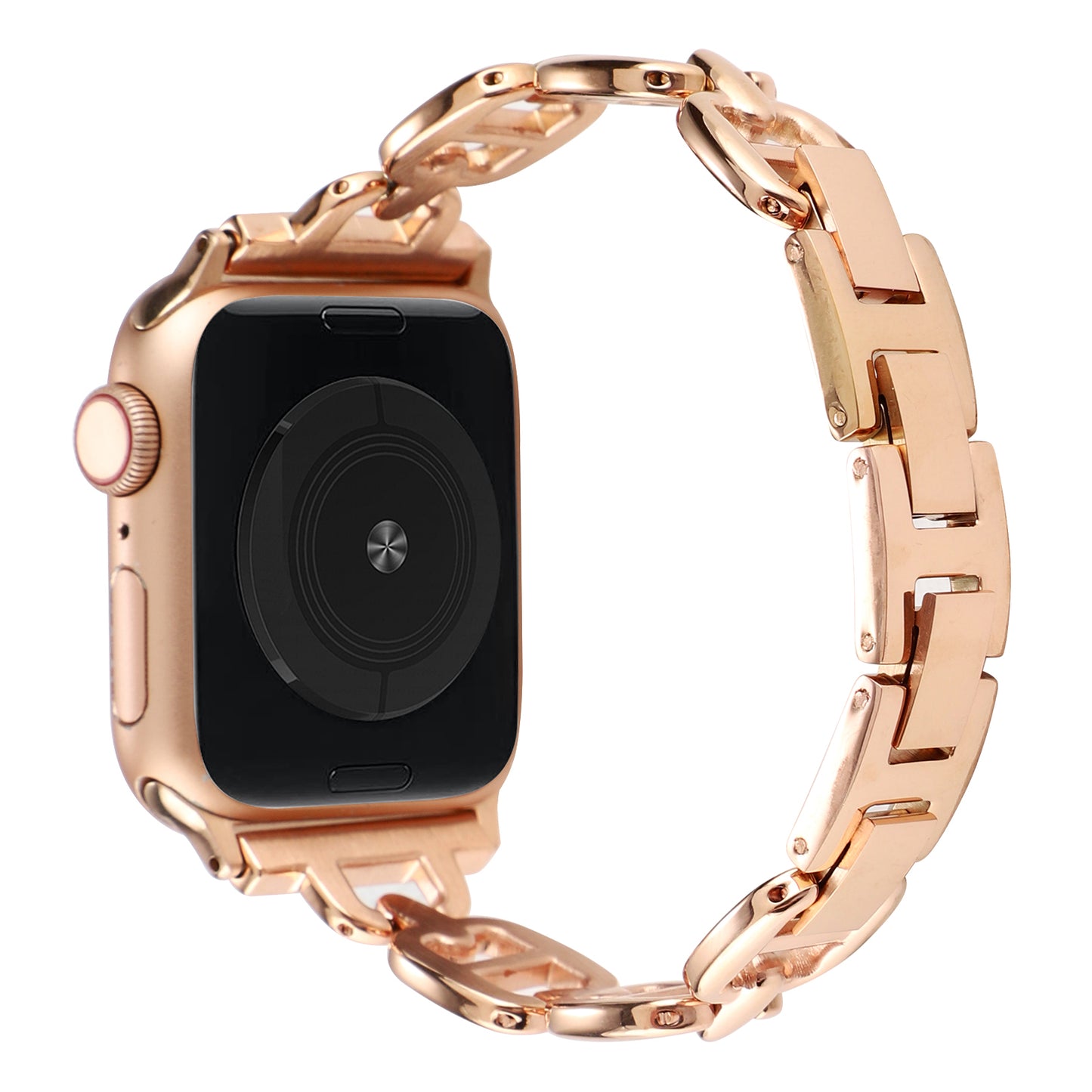for Apple Watch Ultra 49mm / Series 8 / 7 45mm / 6 / 5 / 4 / SE / SE (2022) 44mm / 3 / 2 / 1 42mm Metal Bracelet Watch Strap Replacement Wrist Band - Rose Gold