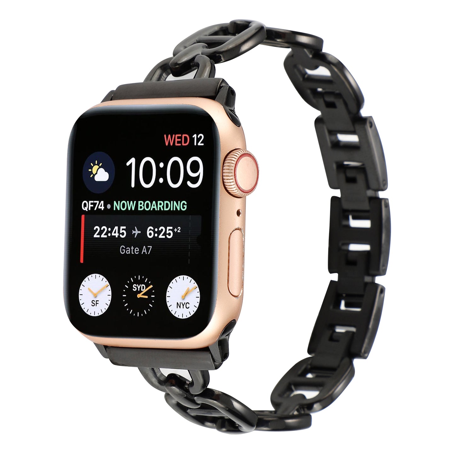 For Apple Watch Series 8 / 7 41mm / 6 / 5 / 4 / SE / SE (2022) 40mm / 3 / 2 / 1 38mm Wrist Band Replacement Metal Watch Strap - Black