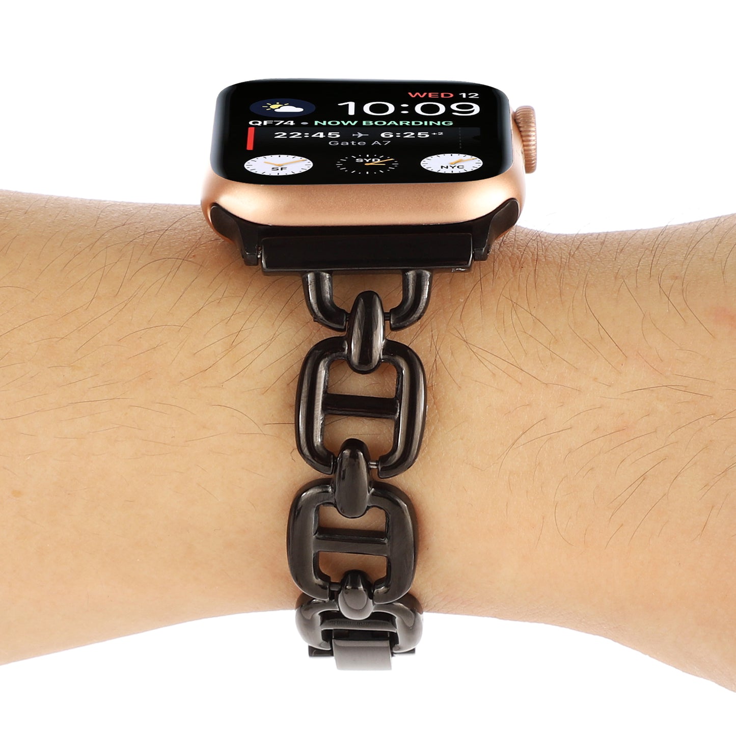 For Apple Watch Series 8 / 7 41mm / 6 / 5 / 4 / SE / SE (2022) 40mm / 3 / 2 / 1 38mm Wrist Band Replacement Metal Watch Strap - Black