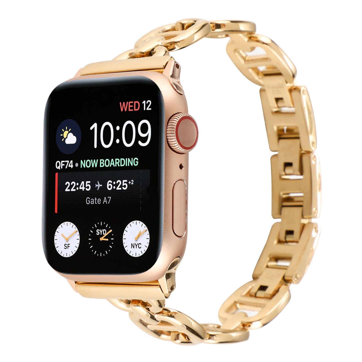 For Apple Watch Series 8 / 7 41mm / 6 / 5 / 4 / SE / SE (2022) 40mm / 3 / 2 / 1 38mm Wrist Band Replacement Metal Watch Strap - Gold