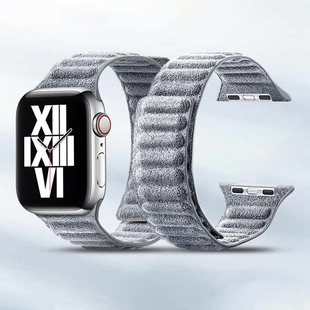 For Apple Watch Series 8 7 41mm / Series 6 5 4 SE SE (2022) 40mm / Series 3 2 1 38mm Watchband Suede Leather Magnetic Strap - Light Grey