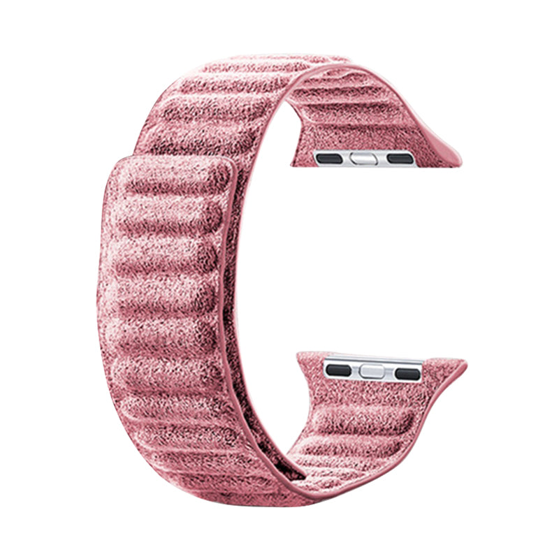 For Apple Watch Series 8 7 41mm / Series 6 5 4 SE SE (2022) 40mm / Series 3 2 1 38mm Watchband Suede Leather Magnetic Strap - Pink