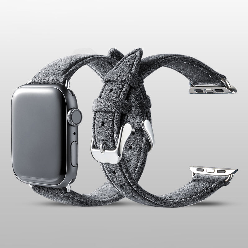 For Apple Watch Series 8 7 41mm / Series 6 5 4 SE SE (2022) 40mm / Series 3 2 1 38mm Watch Strap Suede Leather Wrist Band - Navy Blue