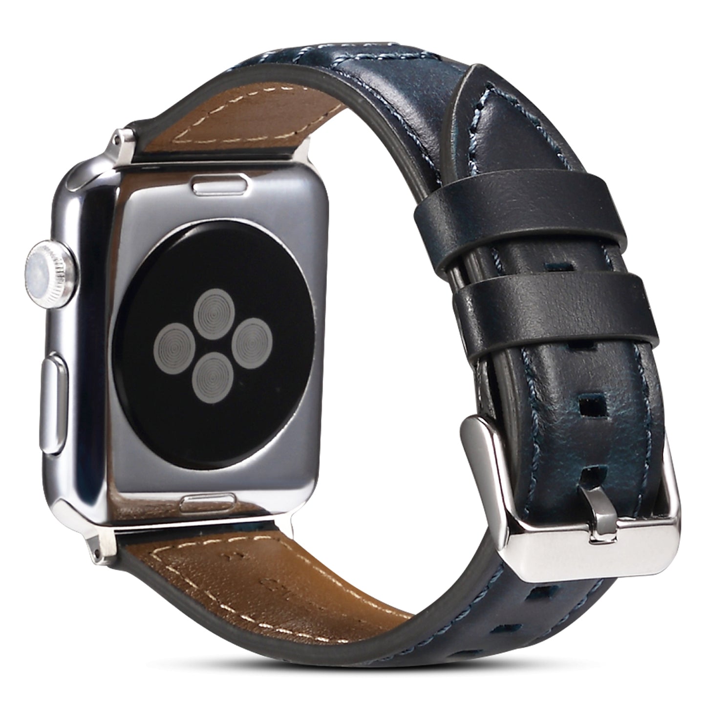 For Apple Watch Ultra 49mm / Series 8 / 7 45mm / SE / SE (2022) / 6 / 5 / 4 44mm / 3 / 2 / 1 42mm Watch Band Waxy Cowhide Leather Strap - Blue