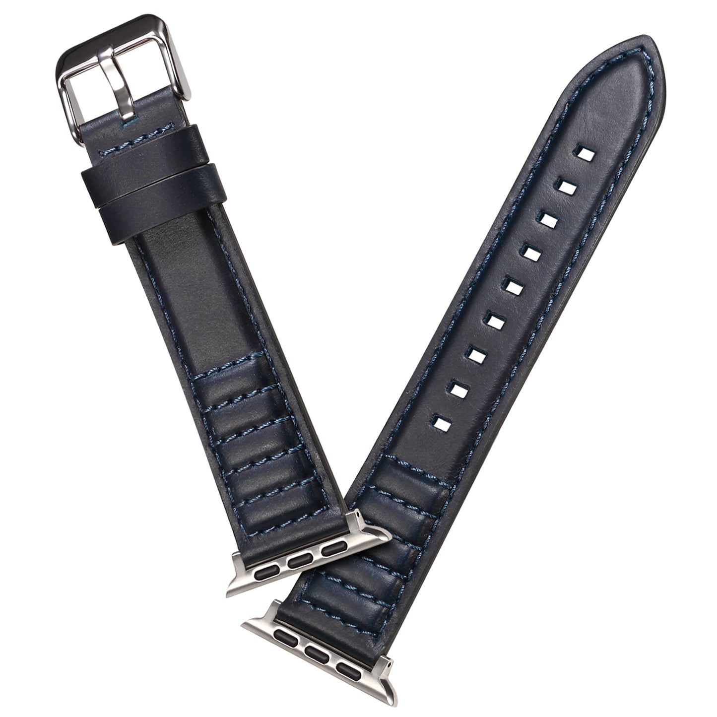 For Apple Watch Ultra 49mm / Series 8 / 7 45mm / SE / SE (2022) / 6 / 5 / 4 44mm / 3 / 2 / 1 42mm Watch Band Waxy Cowhide Leather Strap - Blue