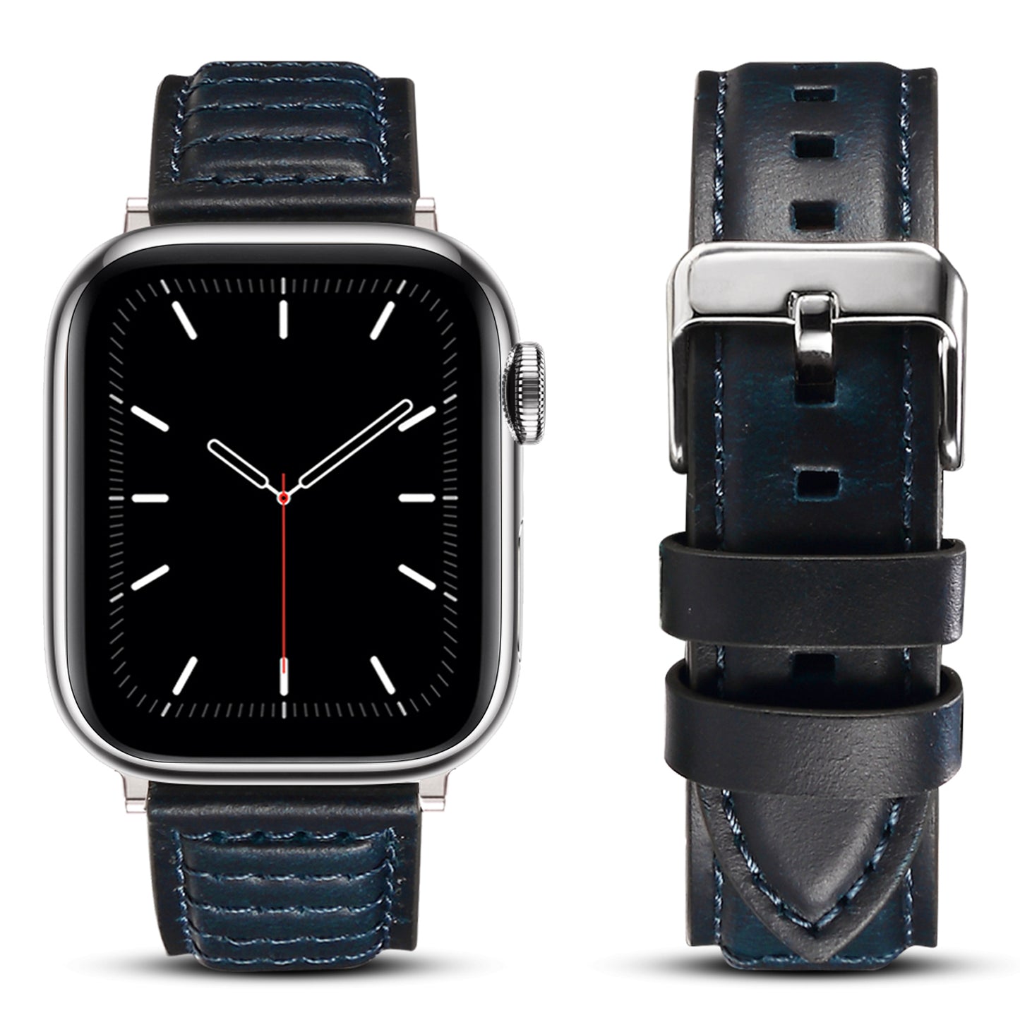 For Apple Watch Ultra 49mm / Series 8 / 7 45mm / SE / SE (2022) / 6 / 5 / 4 44mm / 3 / 2 / 1 42mm Watch Band Waxy Cowhide Leather Strap - Blue