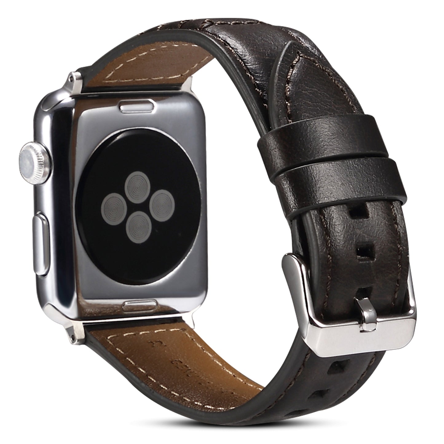 For Apple Watch Ultra 49mm / Series 8 / 7 45mm / SE / SE (2022) / 6 / 5 / 4 44mm / 3 / 2 / 1 42mm Watch Band Waxy Cowhide Leather Strap - Black