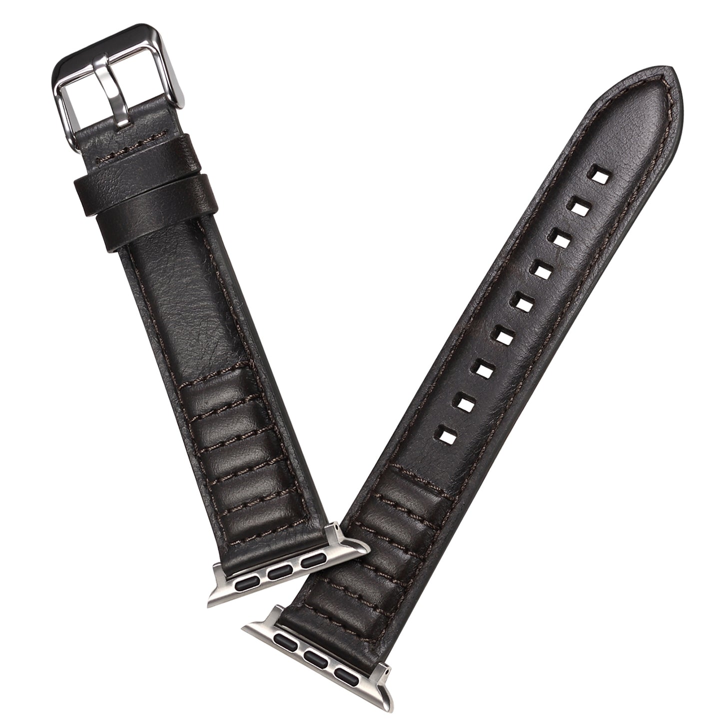 For Apple Watch Ultra 49mm / Series 8 / 7 45mm / SE / SE (2022) / 6 / 5 / 4 44mm / 3 / 2 / 1 42mm Watch Band Waxy Cowhide Leather Strap - Black