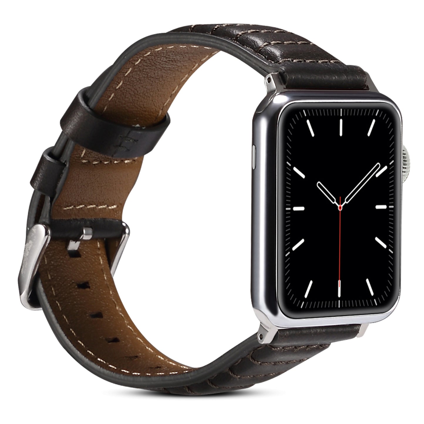 For Apple Watch Ultra 49mm / Series 8 / 7 45mm / SE / SE (2022) / 6 / 5 / 4 44mm / 3 / 2 / 1 42mm Watch Band Waxy Cowhide Leather Strap - Black