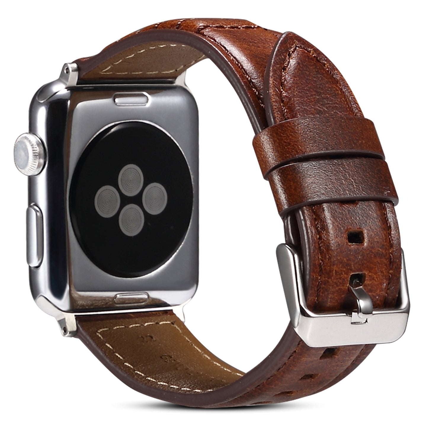 For Apple Watch Ultra 49mm / Series 8 / 7 45mm / SE / SE (2022) / 6 / 5 / 4 44mm / 3 / 2 / 1 42mm Watch Band Waxy Cowhide Leather Strap - Brown