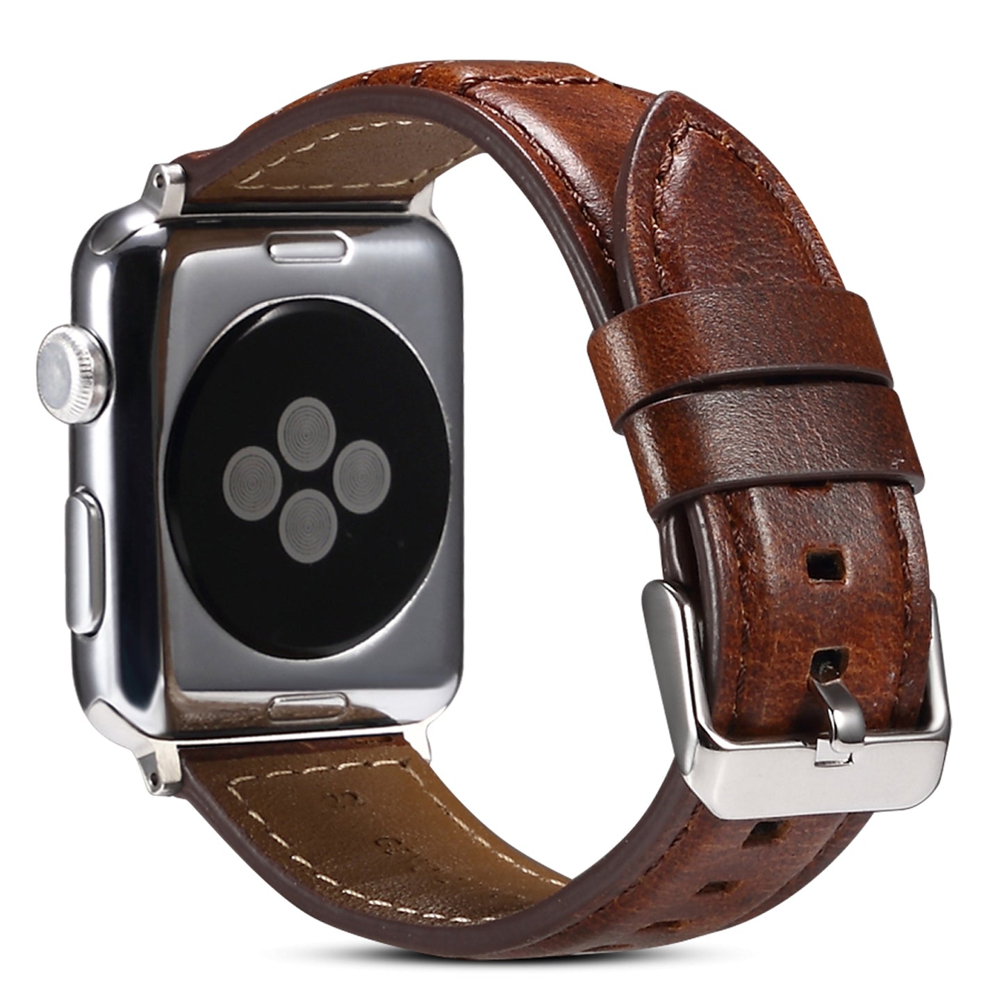 For Apple Watch Series 8 / 7 41mm / SE / SE (2022) / 6 / 5 / 4 40mm / 3 / 2 / 1 38mm Watch Strap Waxy Cowhide Leather Watchband - Brown