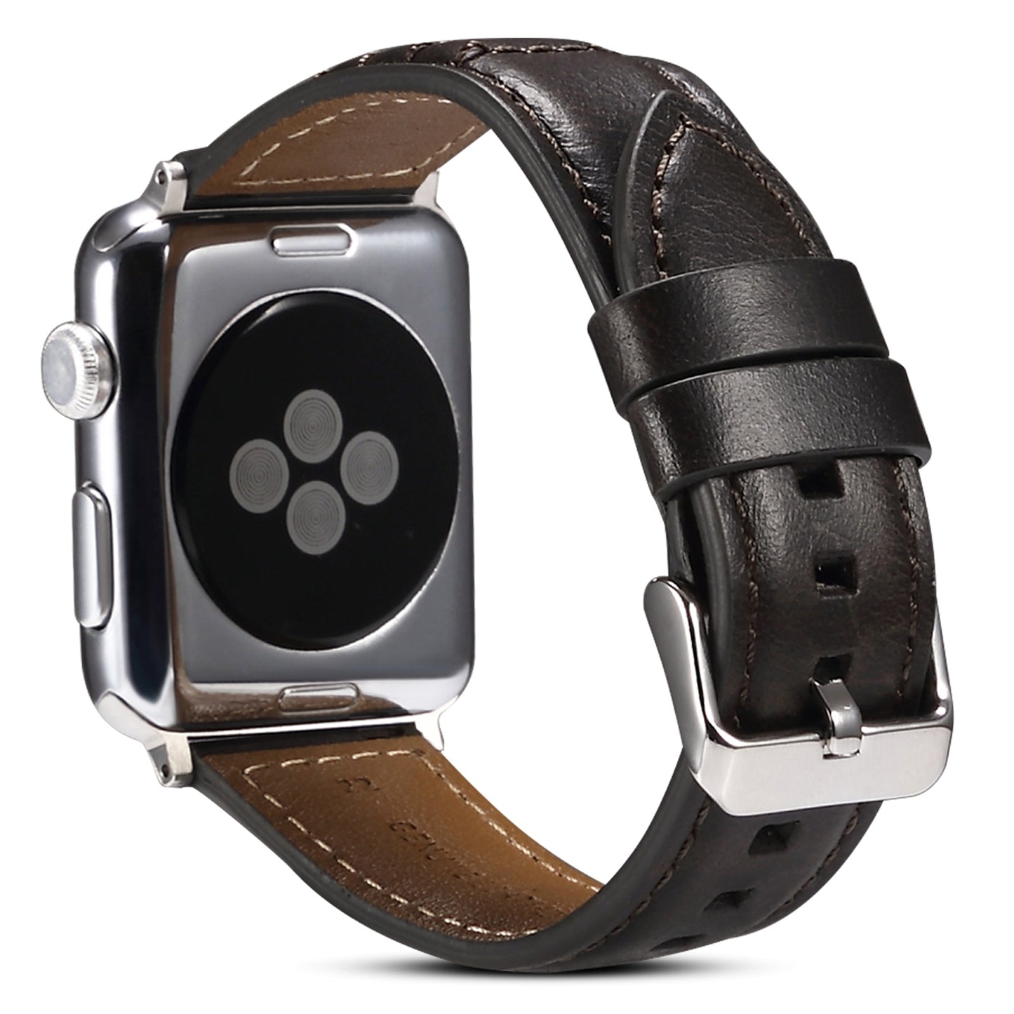 For Apple Watch Series 8 / 7 41mm / SE / SE (2022) / 6 / 5 / 4 40mm / 3 / 2 / 1 38mm Watch Strap Waxy Cowhide Leather Watchband - Black