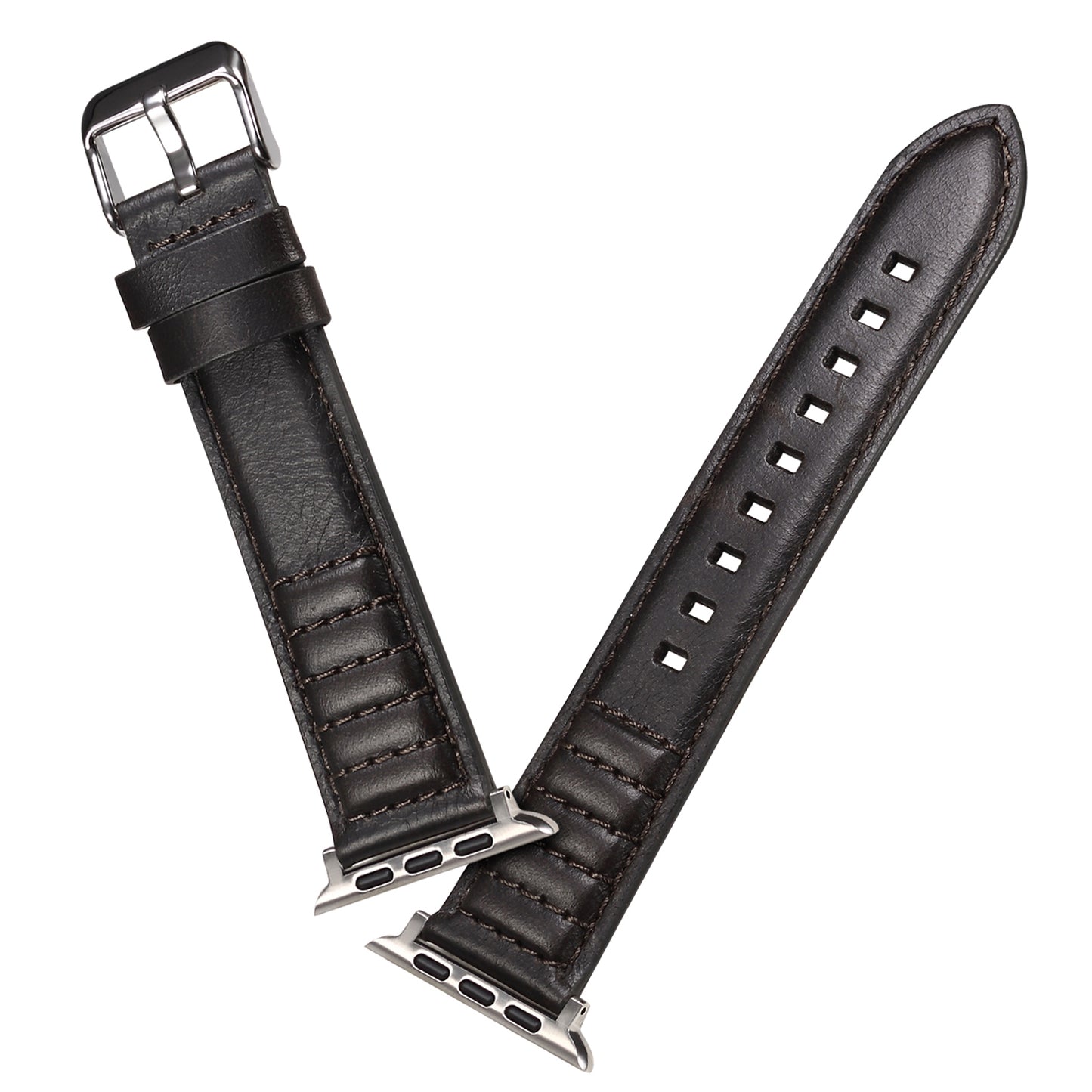 For Apple Watch Series 8 / 7 41mm / SE / SE (2022) / 6 / 5 / 4 40mm / 3 / 2 / 1 38mm Watch Strap Waxy Cowhide Leather Watchband - Black