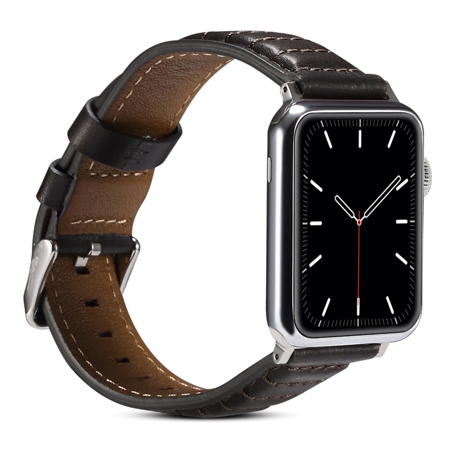 For Apple Watch Series 8 / 7 41mm / SE / SE (2022) / 6 / 5 / 4 40mm / 3 / 2 / 1 38mm Watch Strap Waxy Cowhide Leather Watchband - Black