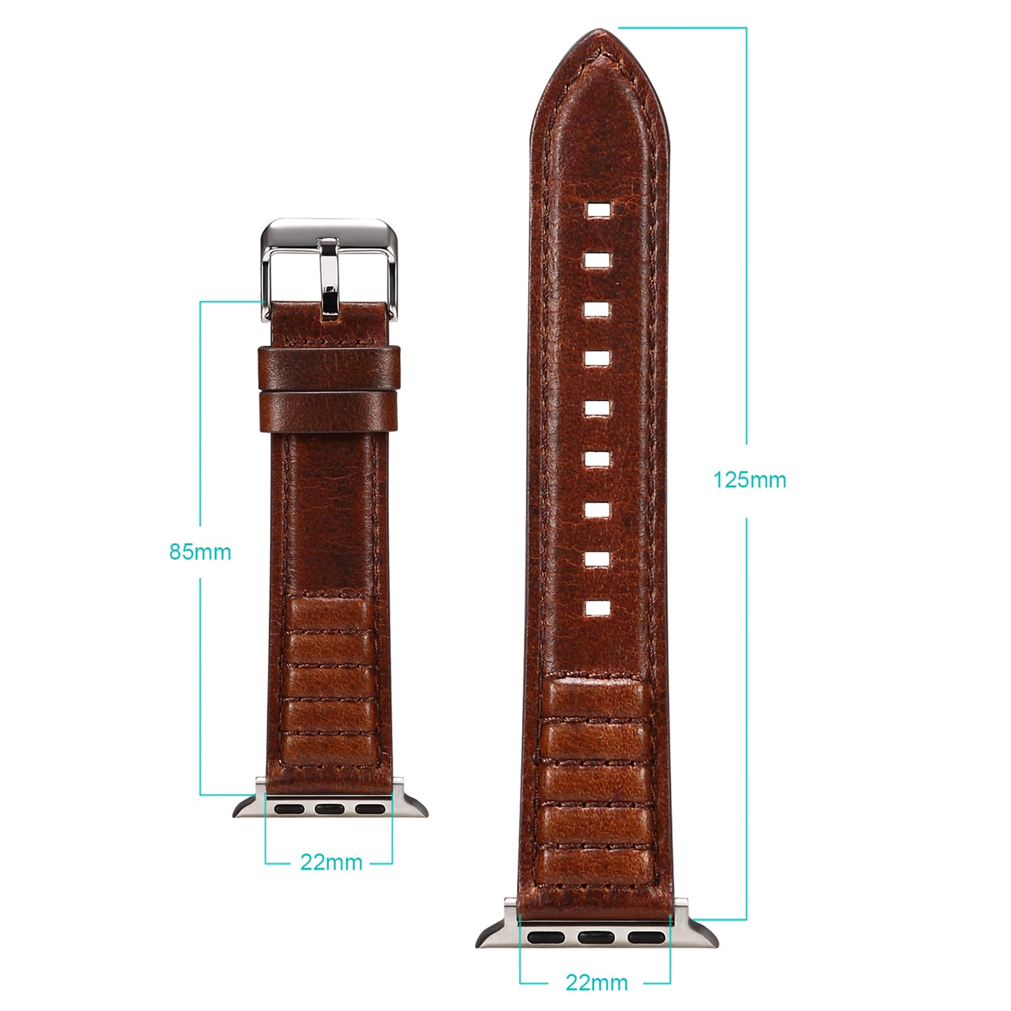 For Apple Watch Series 8 / 7 41mm / SE / SE (2022) / 6 / 5 / 4 40mm / 3 / 2 / 1 38mm Watch Strap Waxy Cowhide Leather Watchband - Black