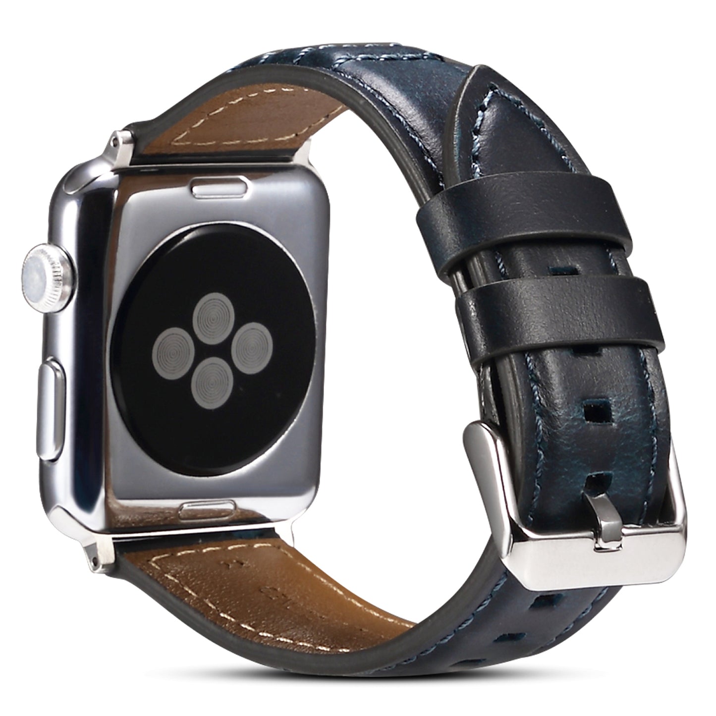 For Apple Watch Series 8 / 7 41mm / SE / SE (2022) / 6 / 5 / 4 40mm / 3 / 2 / 1 38mm Watch Strap Waxy Cowhide Leather Watchband - Blue