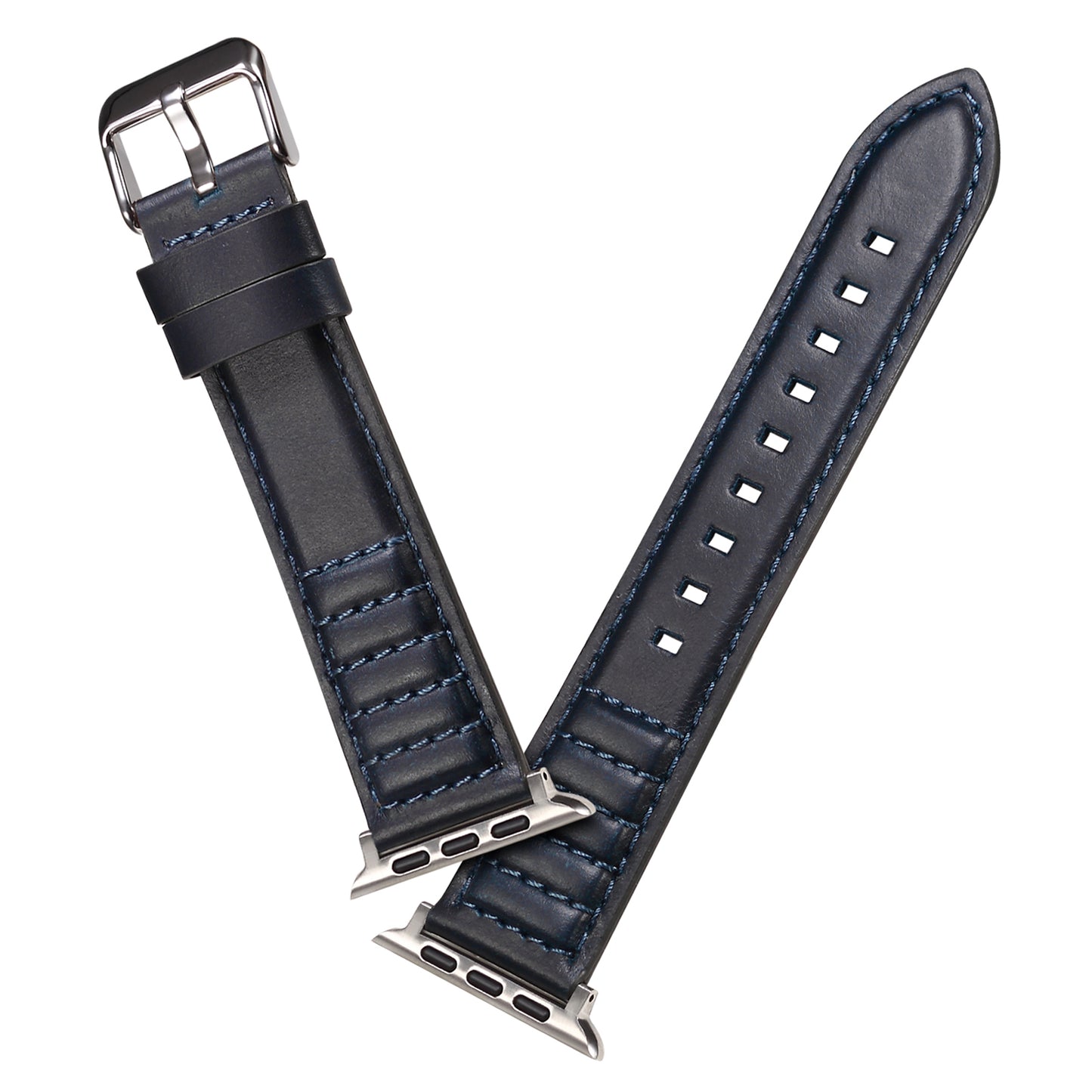 For Apple Watch Series 8 / 7 41mm / SE / SE (2022) / 6 / 5 / 4 40mm / 3 / 2 / 1 38mm Watch Strap Waxy Cowhide Leather Watchband - Blue