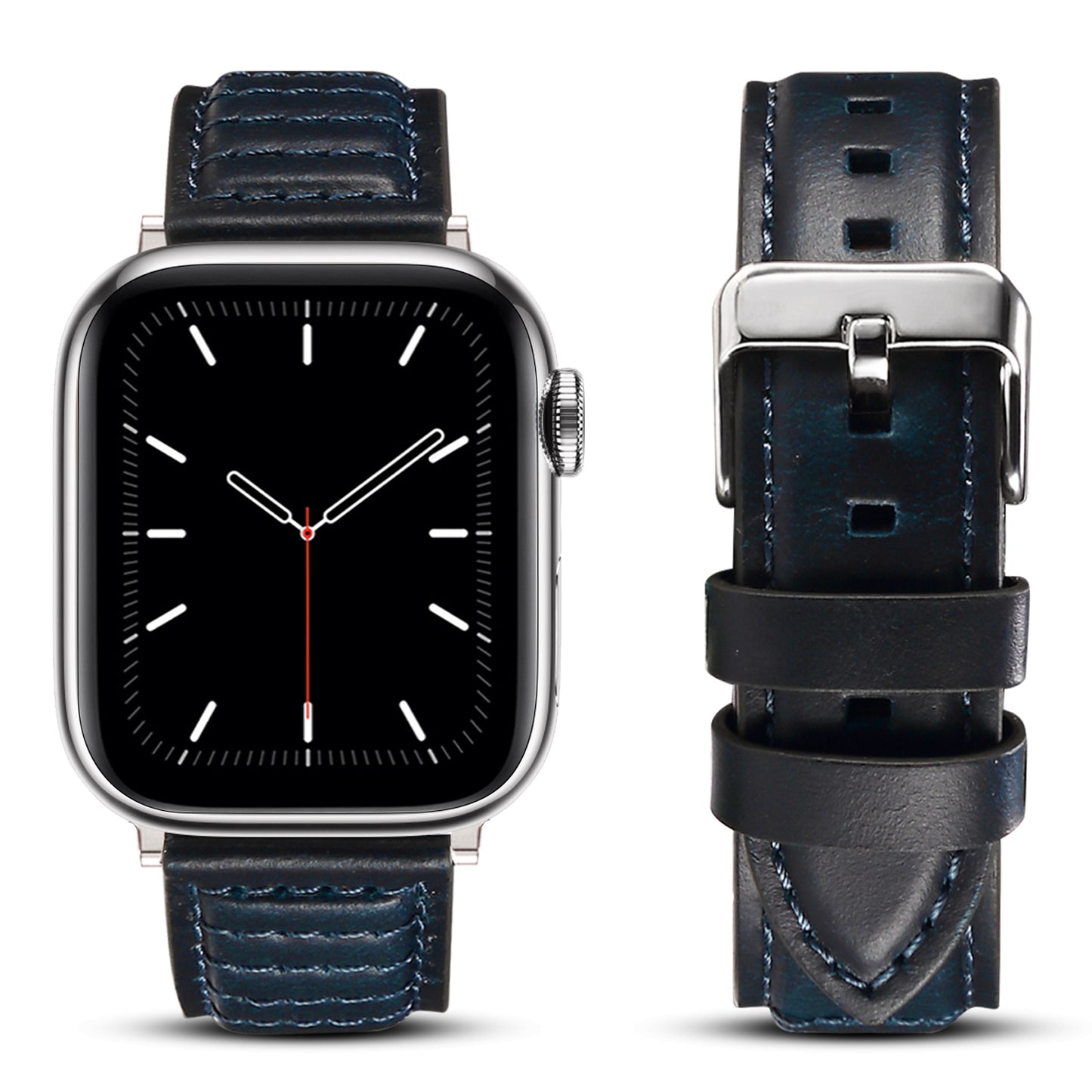 For Apple Watch Series 8 / 7 41mm / SE / SE (2022) / 6 / 5 / 4 40mm / 3 / 2 / 1 38mm Watch Strap Waxy Cowhide Leather Watchband - Blue