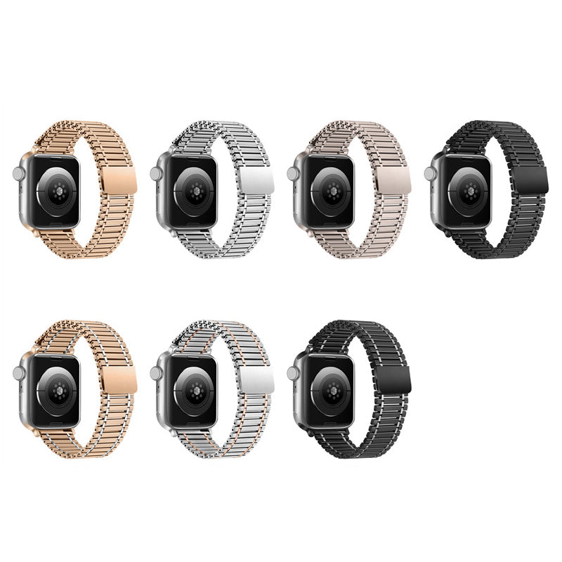 for Apple Watch Ultra 49mm / Series 8 / 7 45mm / Series 6 / 5 / 4 / SE (2022) / SE 44mm / Series 3 / 2 / 1 42mm Stainless Steel Magnetic Watch Strap - Silver+Rose Gold
