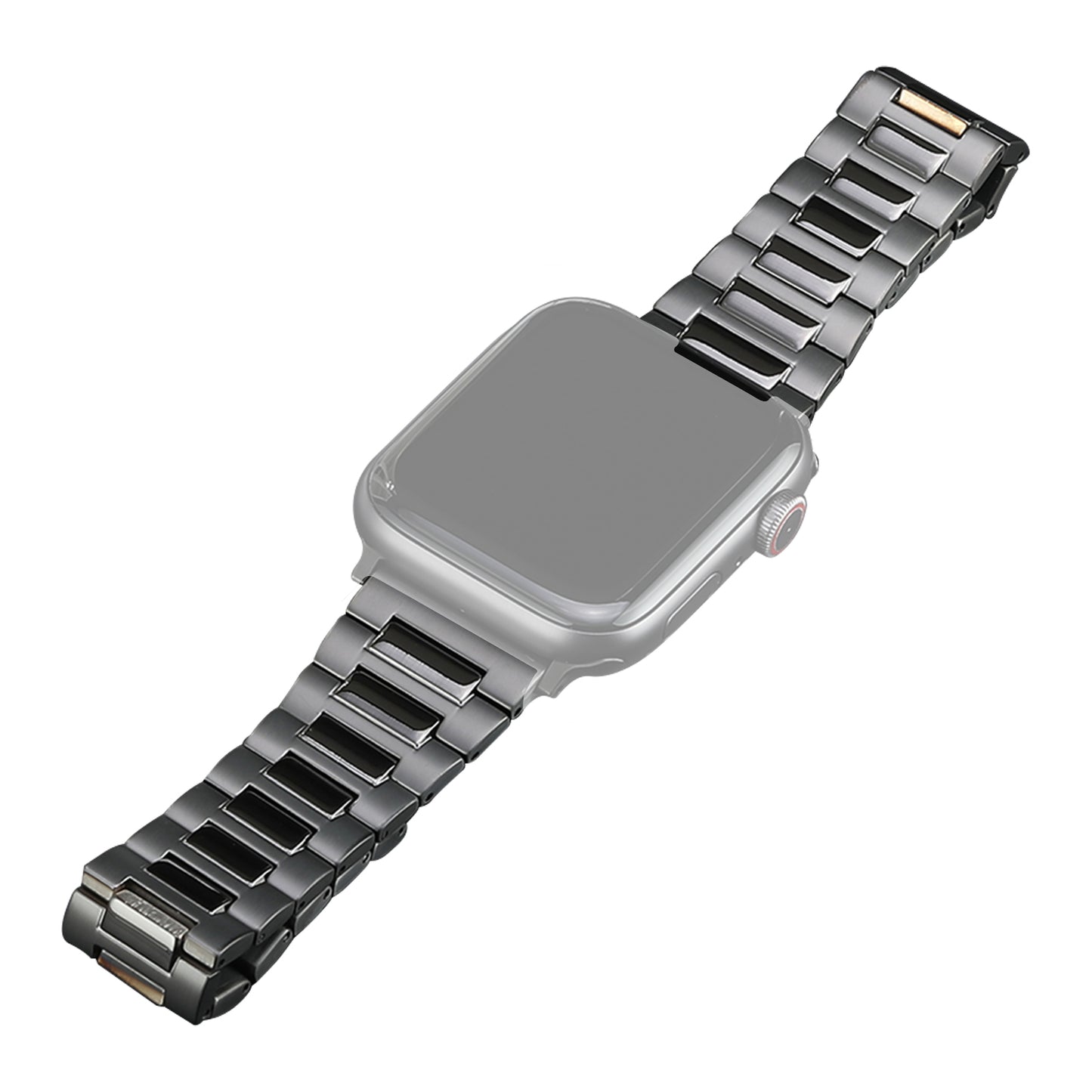 Titanium Steel Watch Band for Apple Watch Series 1 2 3 38mm / Series 4 5 6 SE (2022) SE 40mm / Series 7 8 41mm , 3-Bead Metal Strap with Butterfly Clasp - Grey