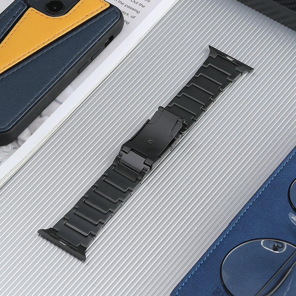 For Apple Watch Series 8 / 7 41mm / 6 / 5 / 4 / SE / SE (2022) 40mm / 3 / 2 / 1 38mm Watch Band Titanium Steel Watch Strap - Black