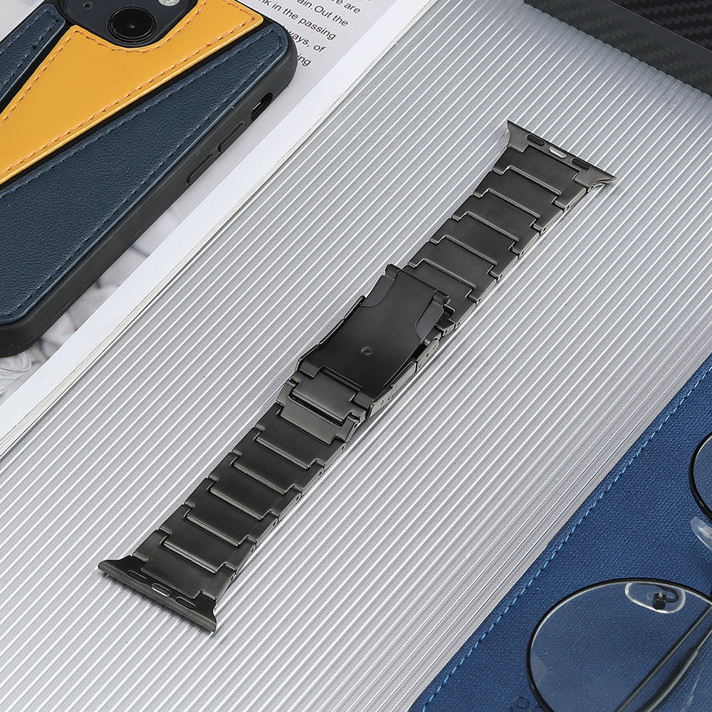 For Apple Watch Series 8 / 7 41mm / 6 / 5 / 4 / SE / SE (2022) 40mm / 3 / 2 / 1 38mm Watch Band Titanium Steel Watch Strap - Grey