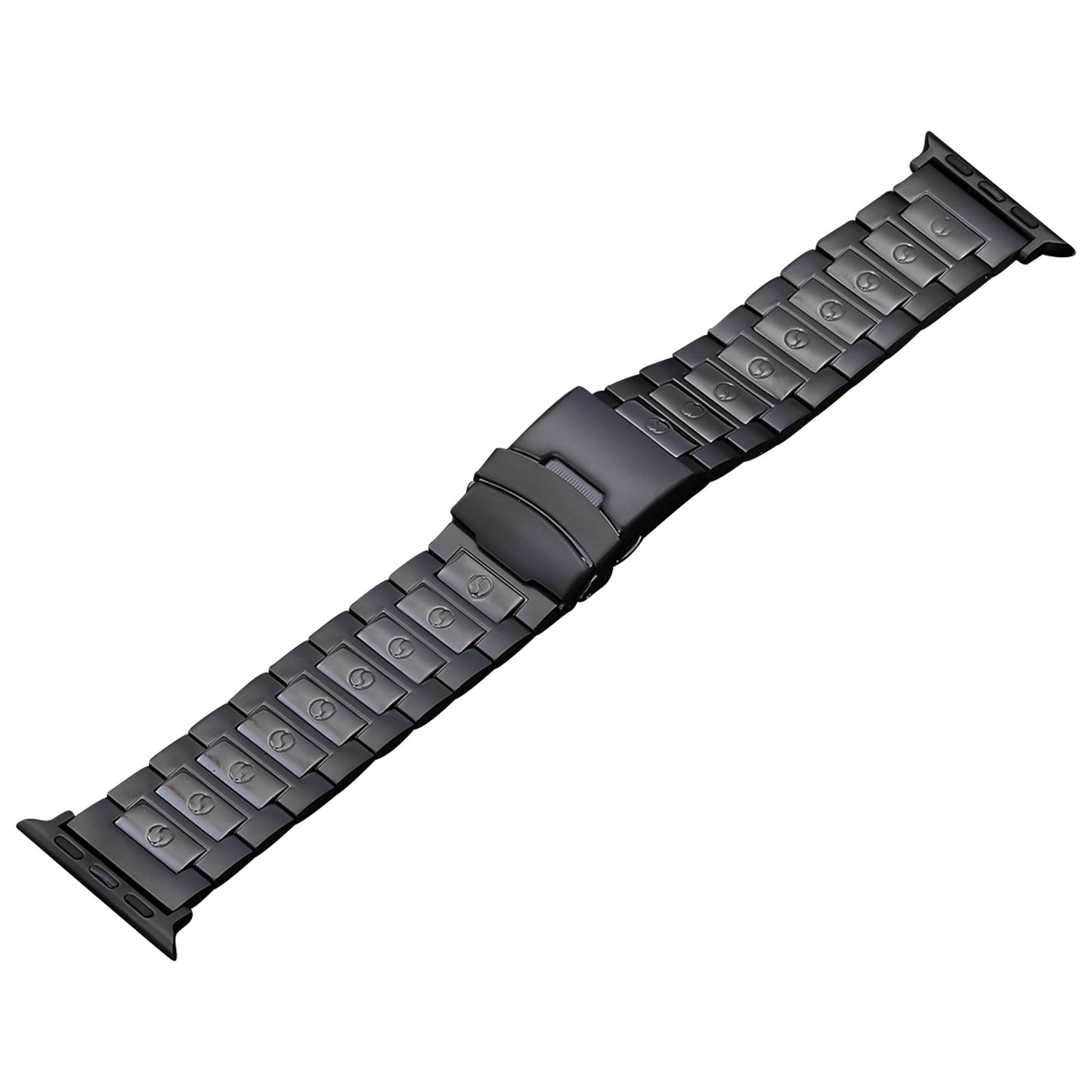 for Apple Watch Ultra 49mm / Series 8 / 7 45mm / 6 / 5 / 4 / SE / SE (2022) 44mm / 3 / 2 / 1 42mm Titanium Steel Watch Band 3 Beads Watch Strap - Black