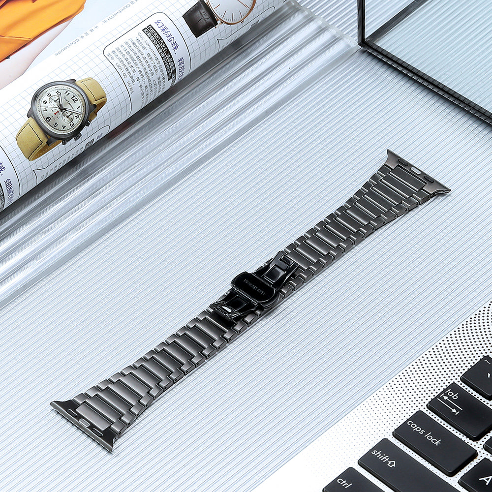 Uniqkart for Apple Watch Series 8 / 7 41mm / 6 5 4 SE (2022) SE 40mm / 3 2 1 38mm Replacement Watch Band Titanium Steel Strap - Grey