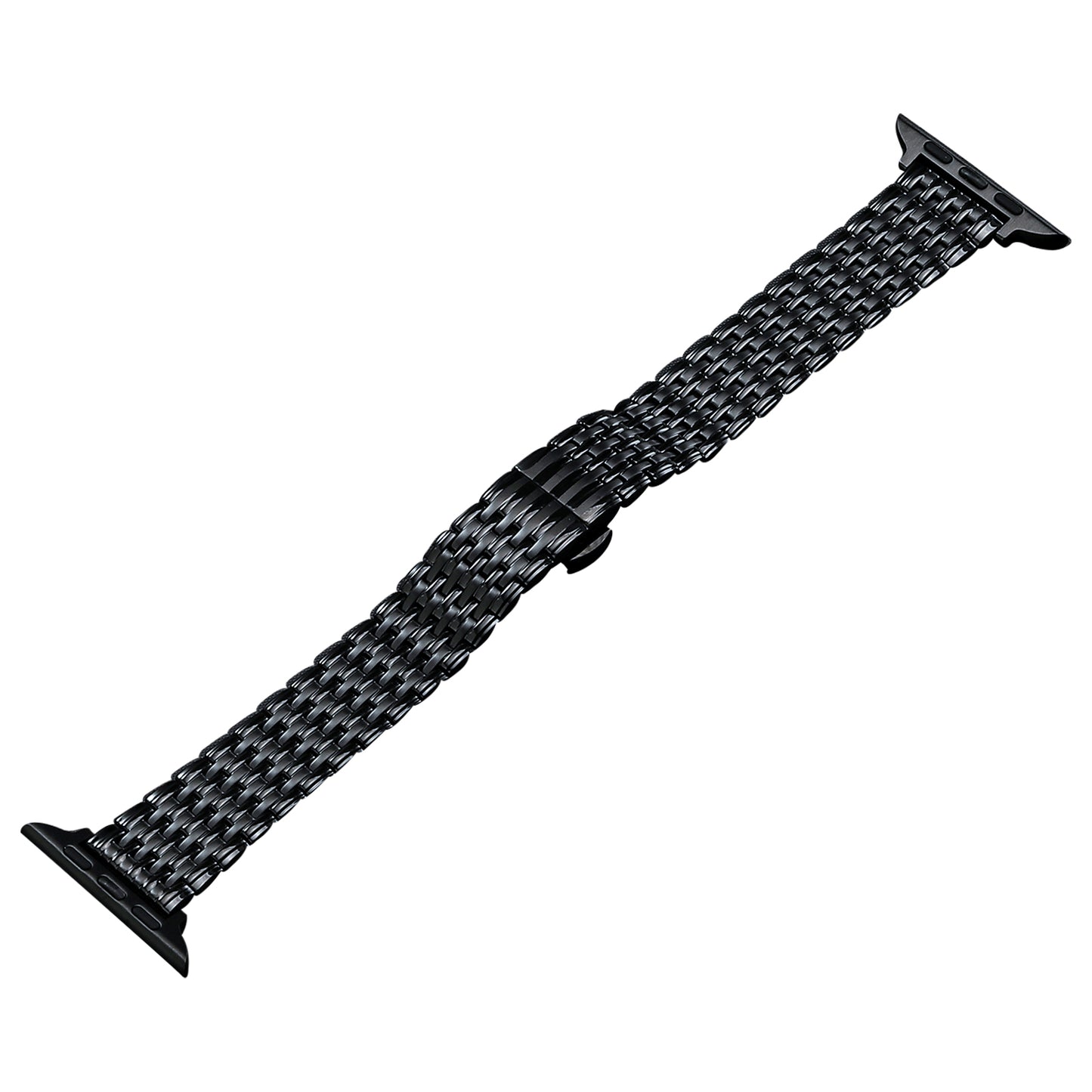 Uniqkart for Apple Watch Ultra 49mm / Series 8 7 45mm / 6 5 4 SE (2022) SE 44mm / 3 2 1 42mm Stylish Wrist Strap Stainless Steel Watch Band - Black