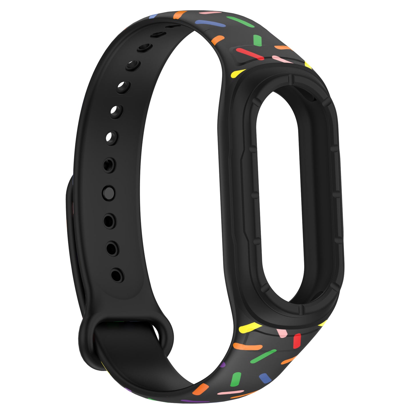 Uniqkart for Xiaomi Smart Band 8 Integrated Silicone Strap Colorful Spotted Replacement Wrist Band - Black