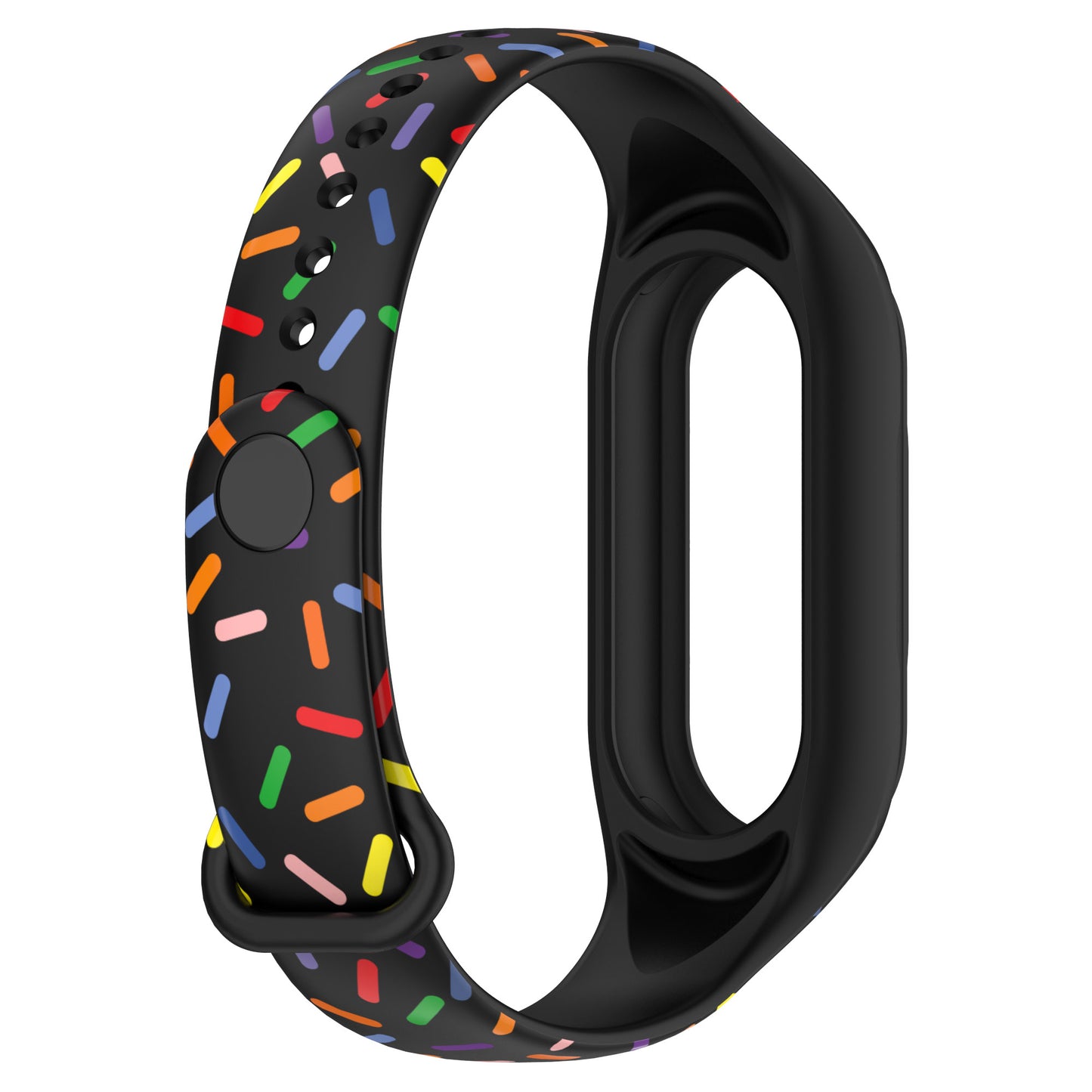 Uniqkart for Xiaomi Smart Band 8 Integrated Silicone Strap Colorful Spotted Replacement Wrist Band - Black
