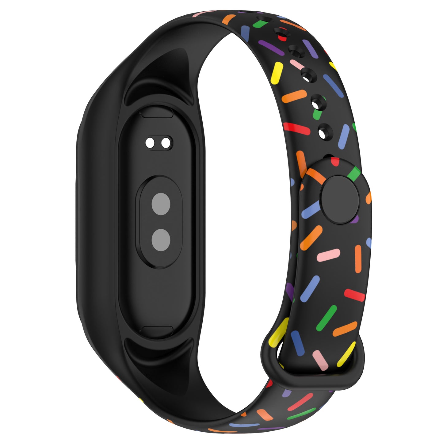 Uniqkart for Xiaomi Smart Band 8 Integrated Silicone Strap Colorful Spotted Replacement Wrist Band - Black