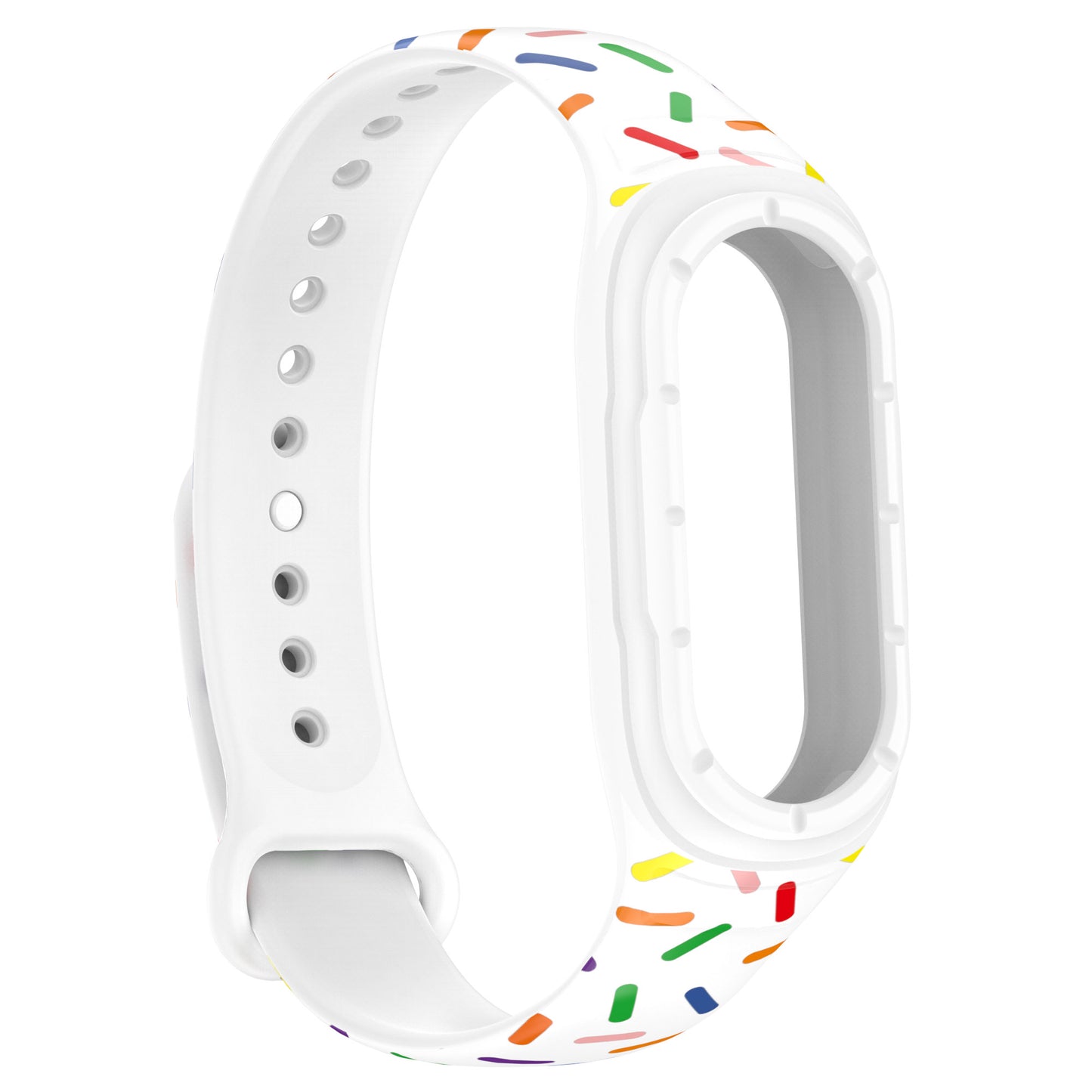 Uniqkart for Xiaomi Smart Band 8 Integrated Silicone Strap Colorful Spotted Replacement Wrist Band - White