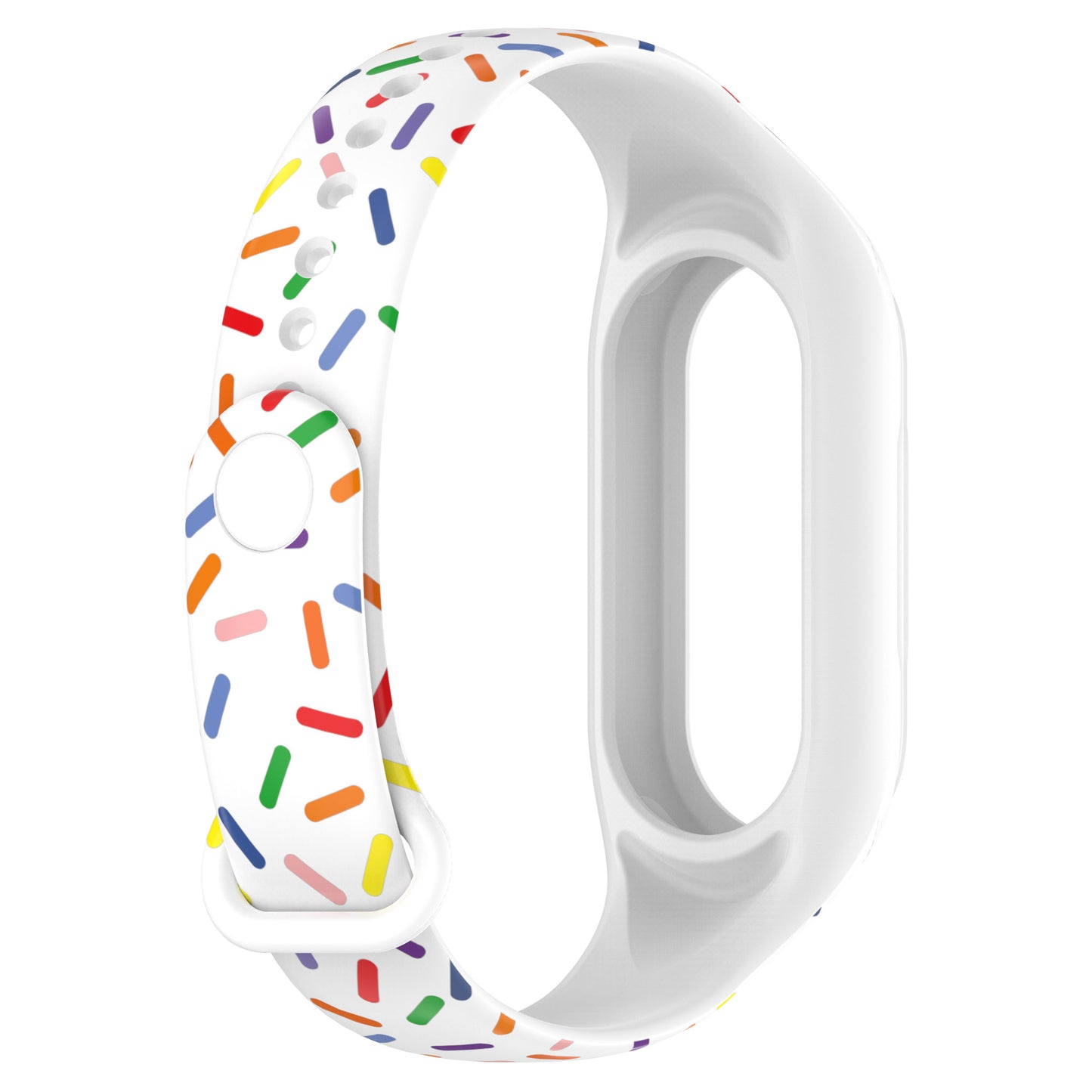 Uniqkart for Xiaomi Smart Band 8 Integrated Silicone Strap Colorful Spotted Replacement Wrist Band - White
