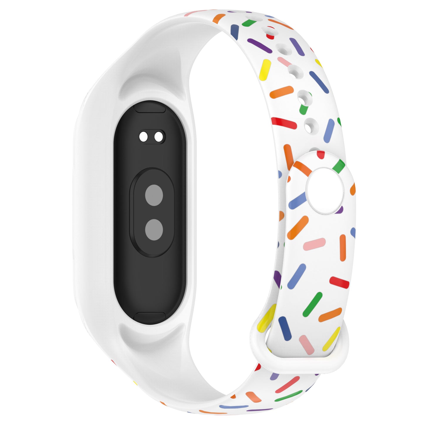 Uniqkart for Xiaomi Smart Band 8 Integrated Silicone Strap Colorful Spotted Replacement Wrist Band - White