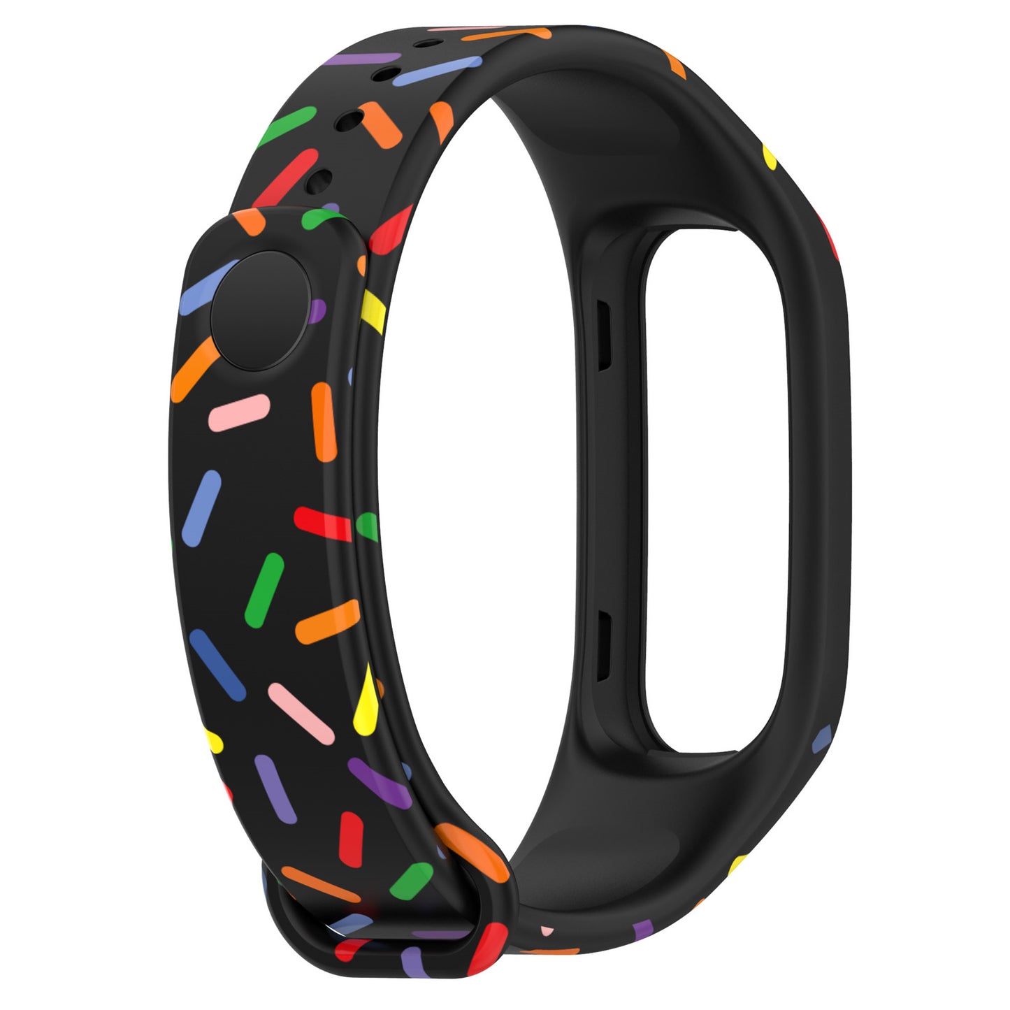 Uniqkart for Oppo Band Integrated Silicone Strap Watch Case Colorful Spotted Wrist Band - Black